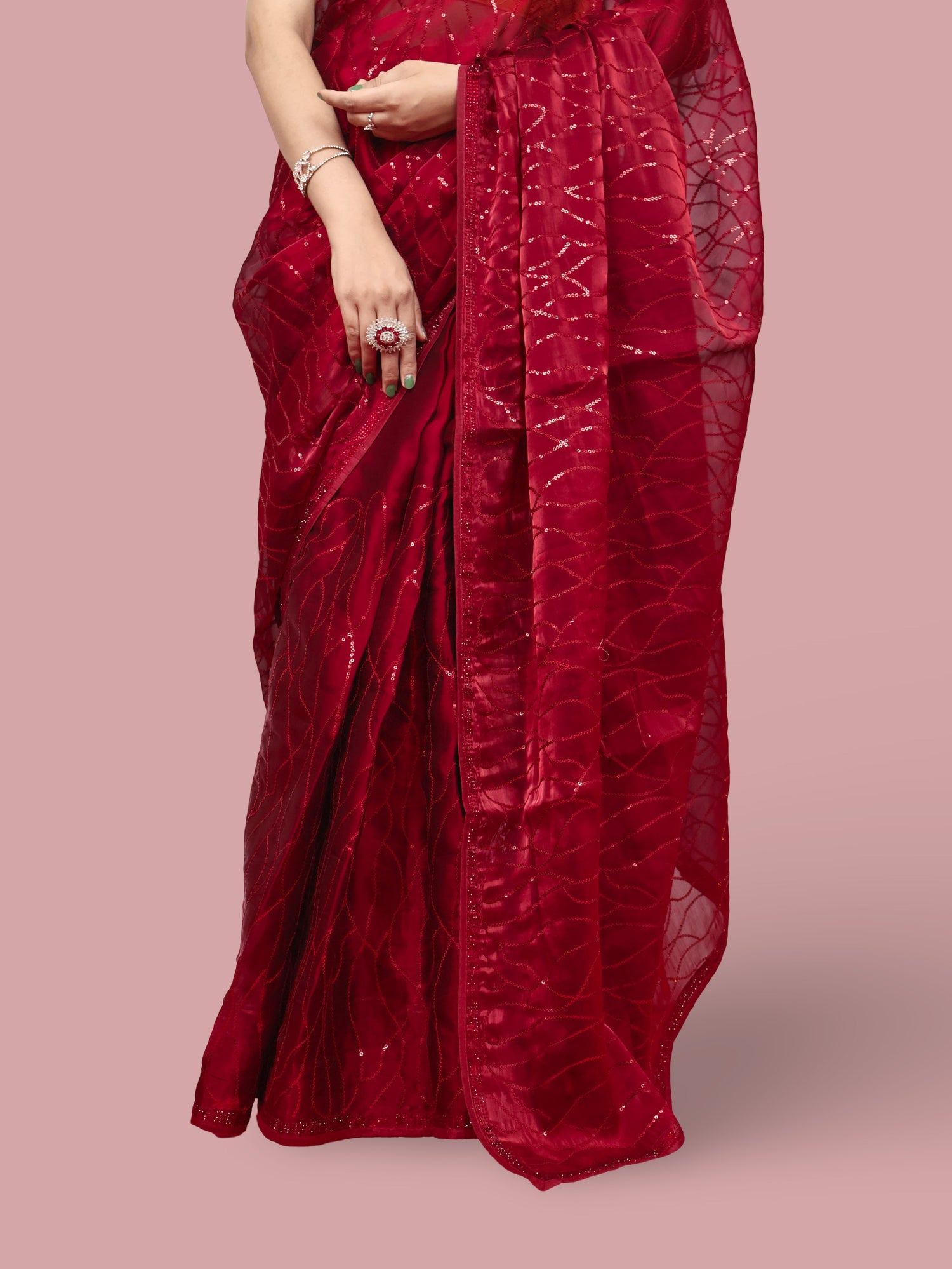 Designer Saree with Heavy Sequin & Stone Work by Shreekama