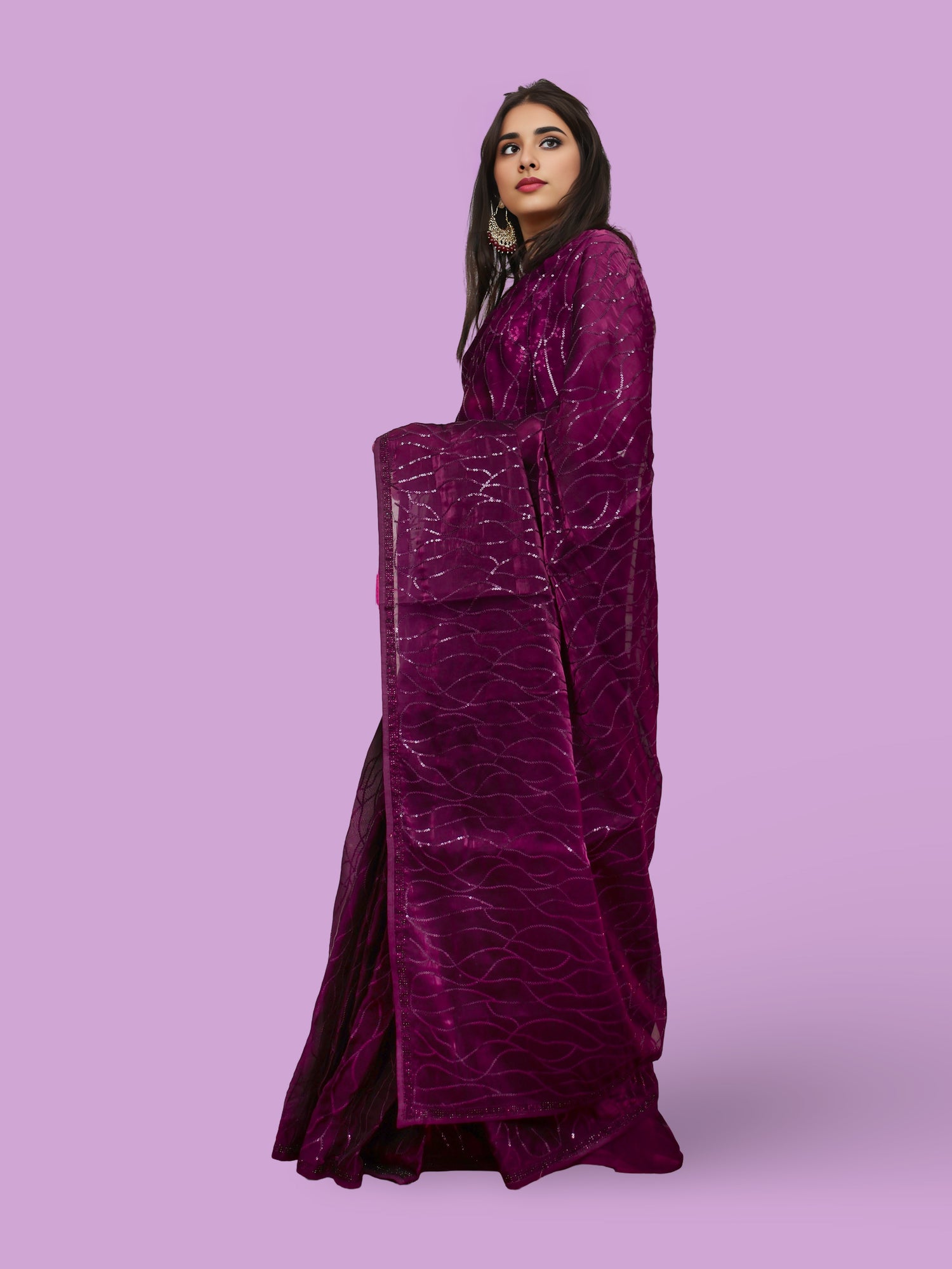 Designer Saree with Heavy Sequin & Stone Work by Shreekama