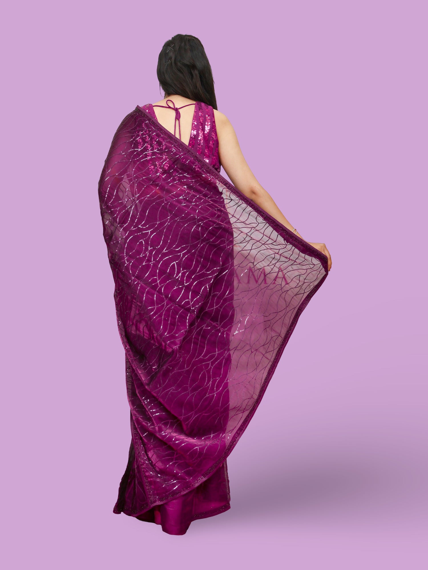 Designer Saree with Heavy Sequin & Stone Work by Shreekama