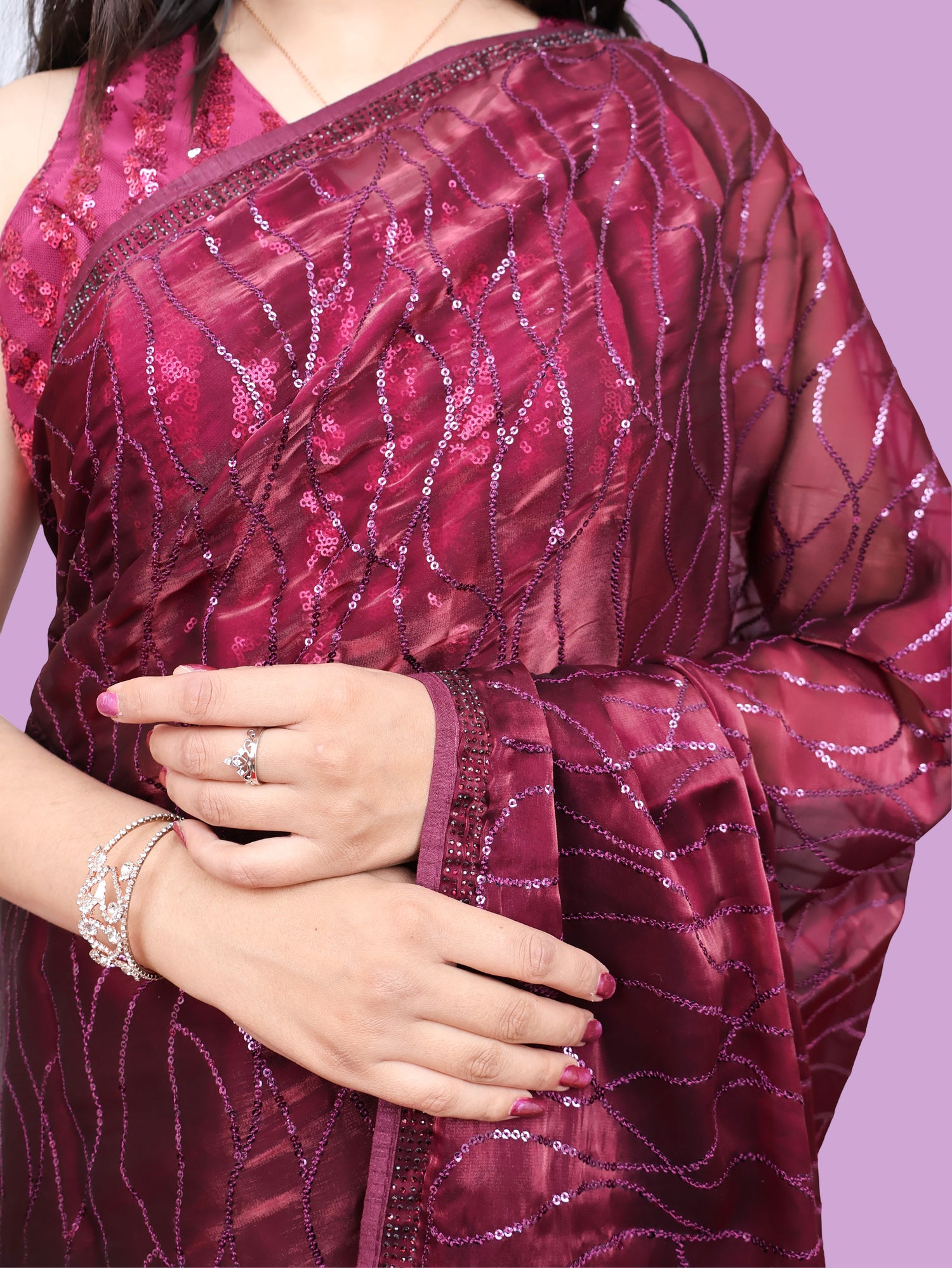 Designer Saree with Heavy Sequin & Stone Work by Shreekama