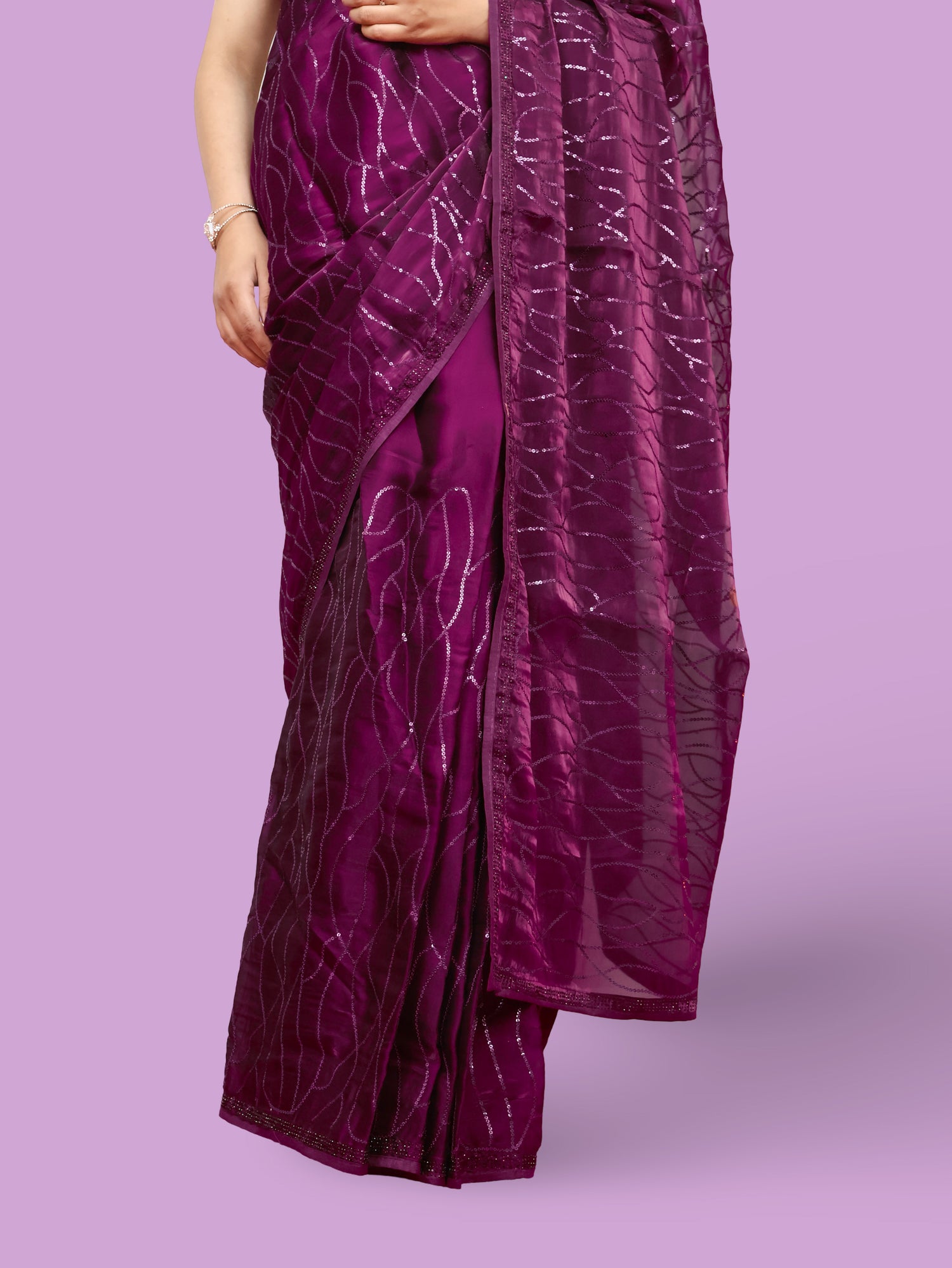 Designer Saree with Heavy Sequin & Stone Work by Shreekama