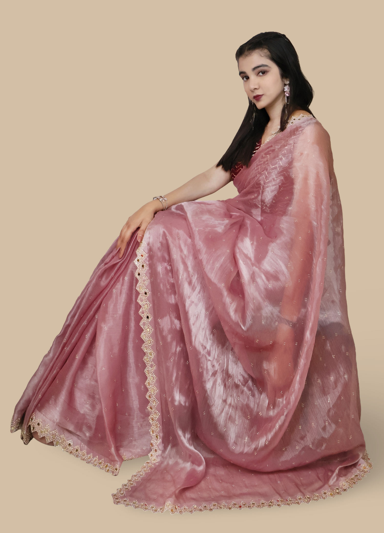 Designer Saree with Heavy Sequin & Stone Work by Shreekama