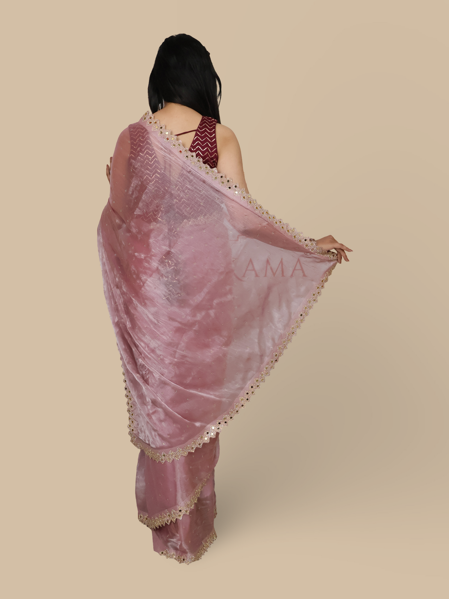 Designer Saree with Heavy Sequin & Stone Work by Shreekama