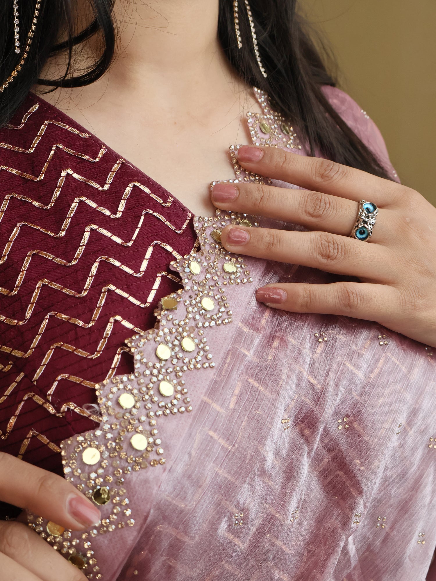 Designer Saree with Heavy Sequin & Stone Work by Shreekama