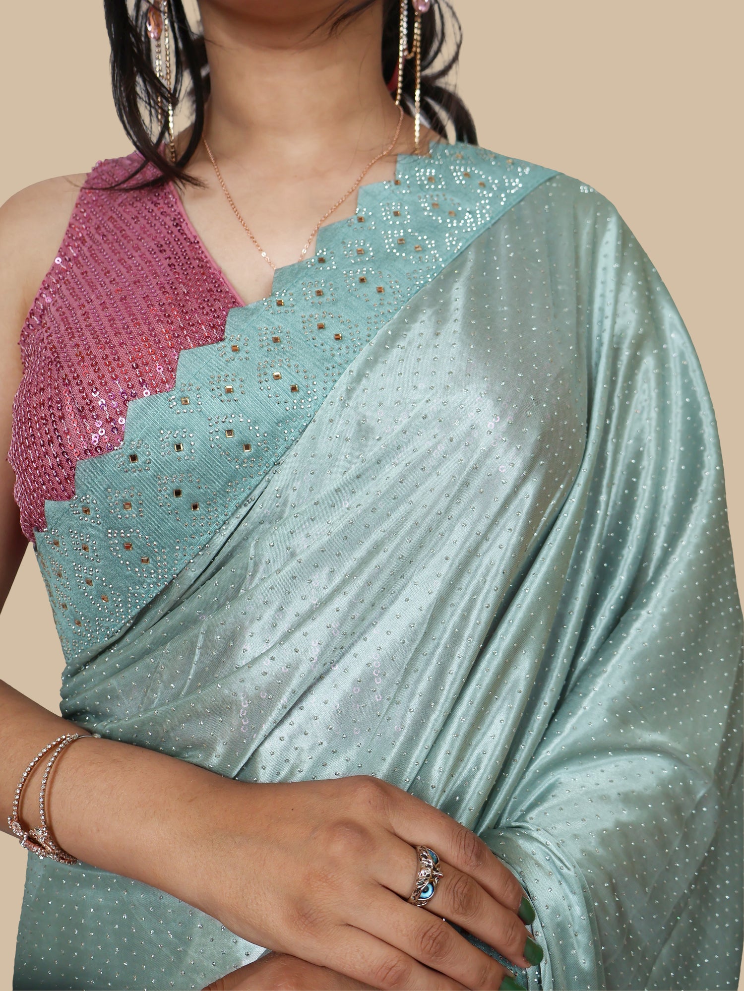 Designer Saree with Heavy Sequin & Stone Work by Shreekama