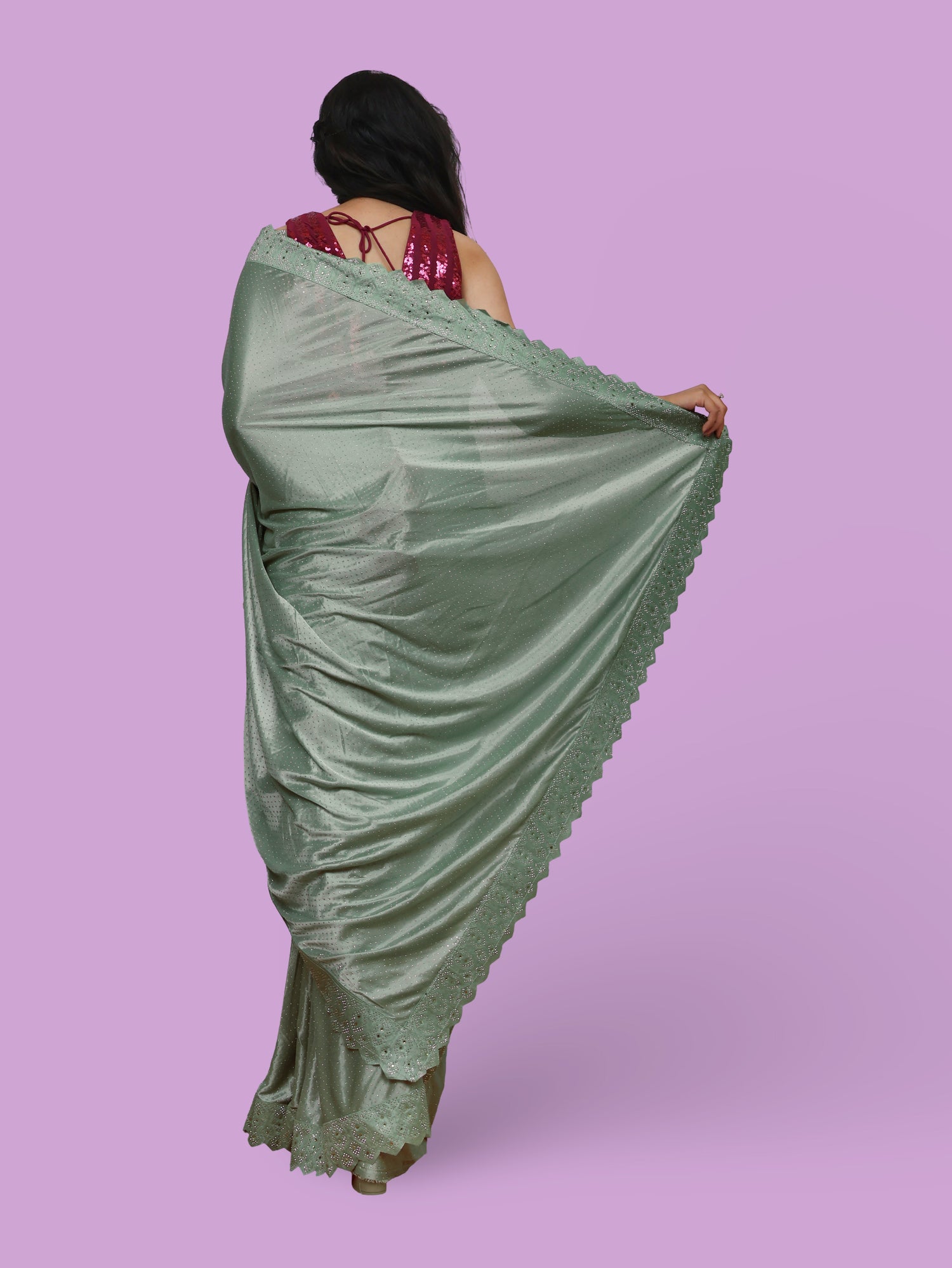 Designer Saree with Heavy Sequin & Stone Work by Shreekama