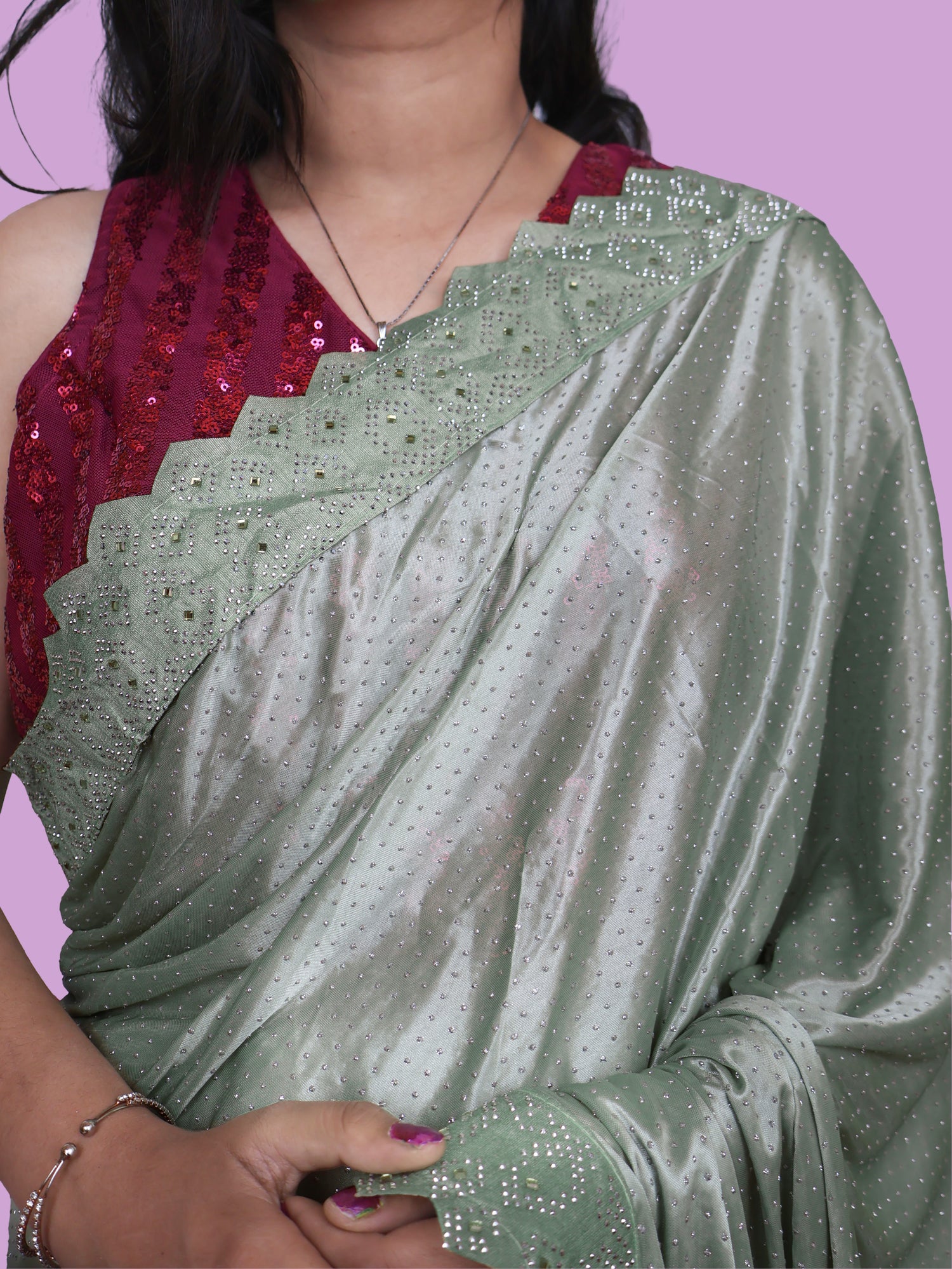 Designer Saree with Heavy Sequin & Stone Work by Shreekama