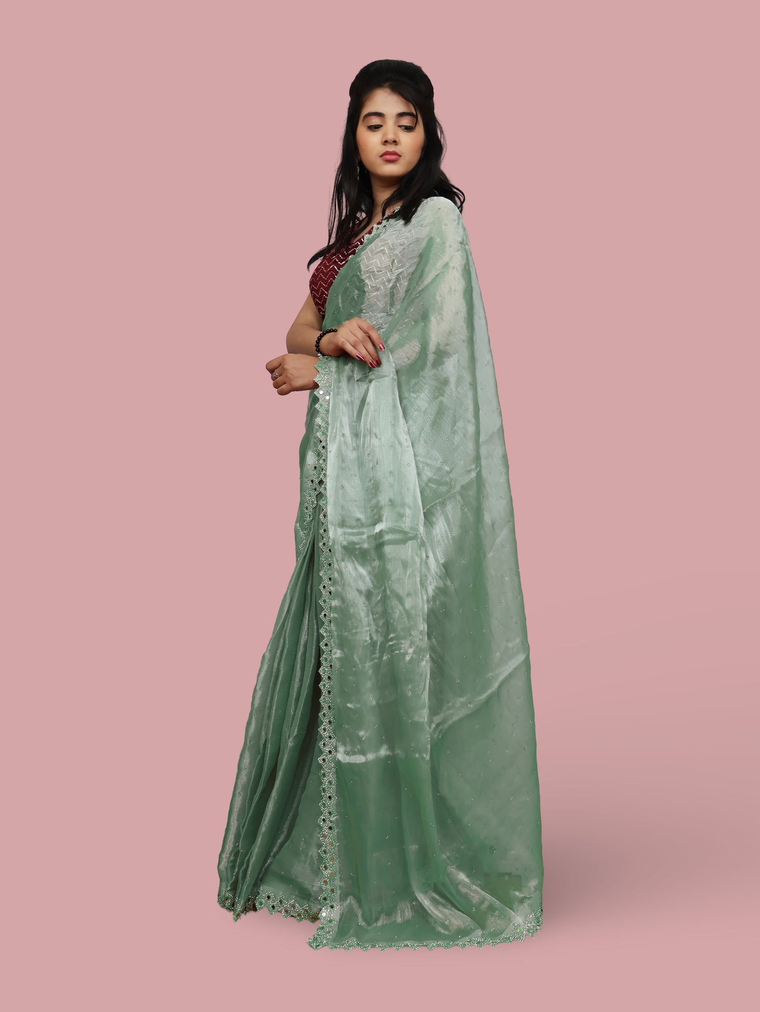 Designer Saree with Heavy Sequin & Stone Work by Shreekama