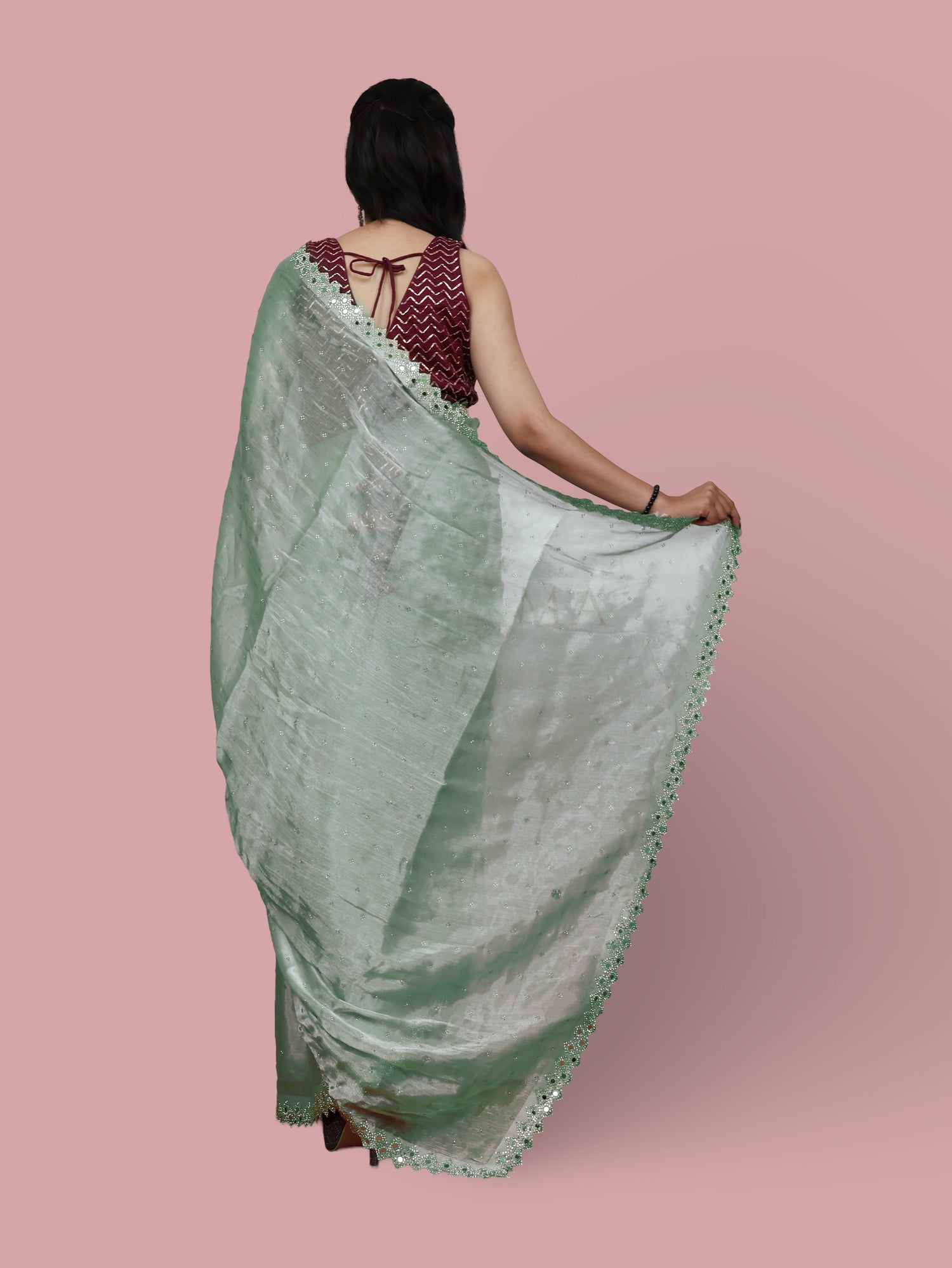 Designer Saree with Heavy Sequin & Stone Work by Shreekama