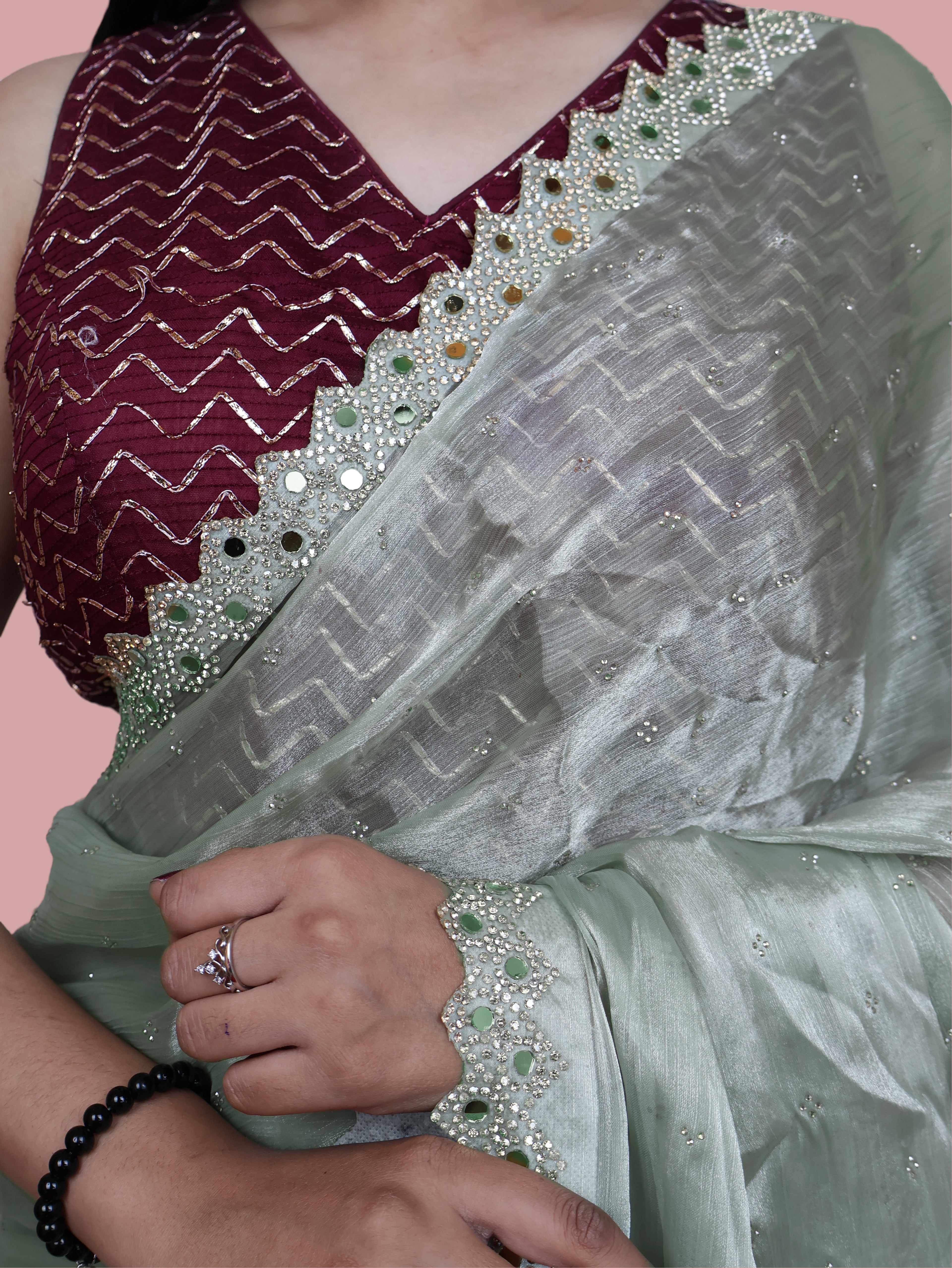 Designer Saree with Heavy Sequin & Stone Work by Shreekama
