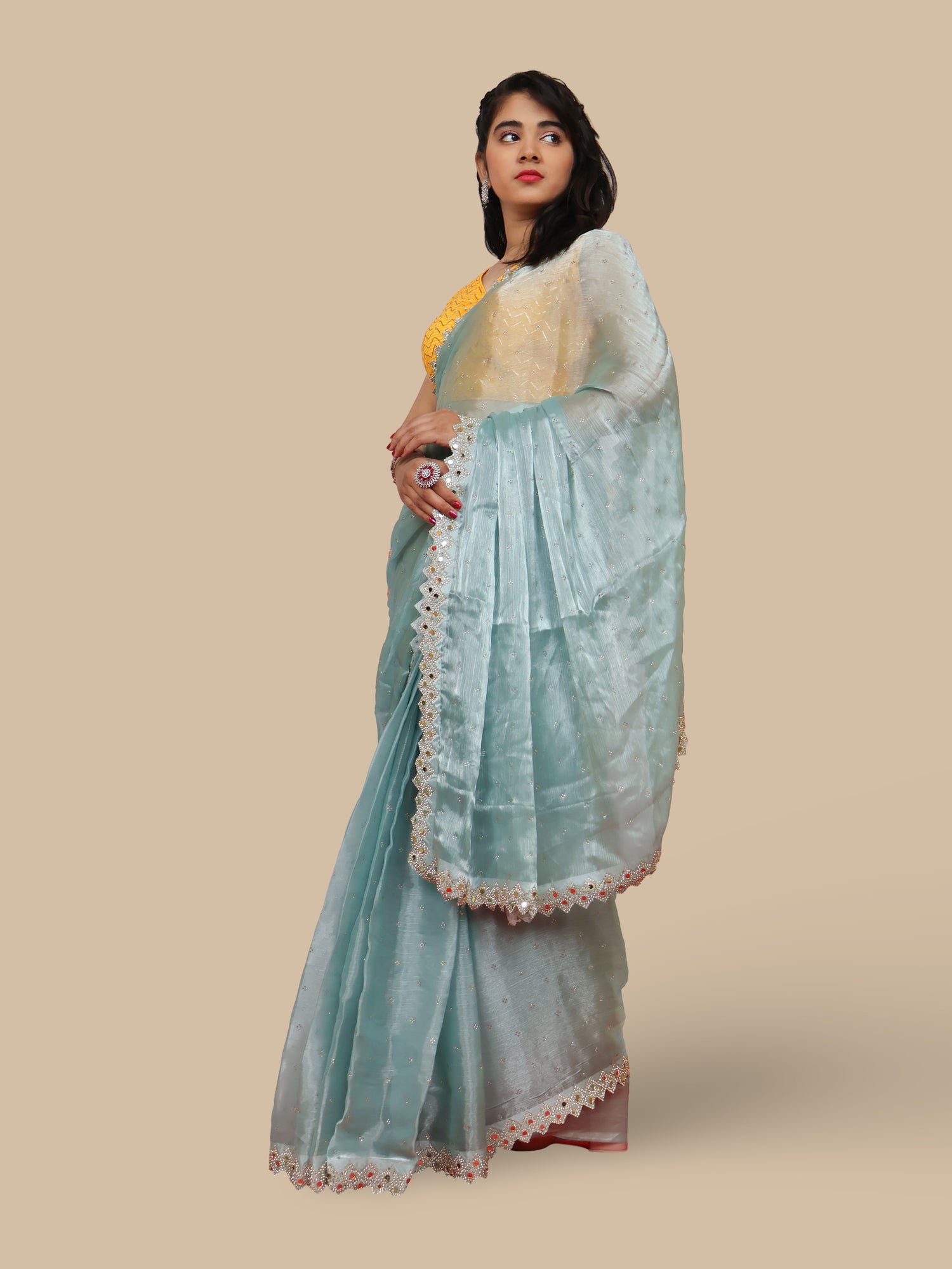 Designer Saree with Heavy Sequin & Stone Work by Shreekama