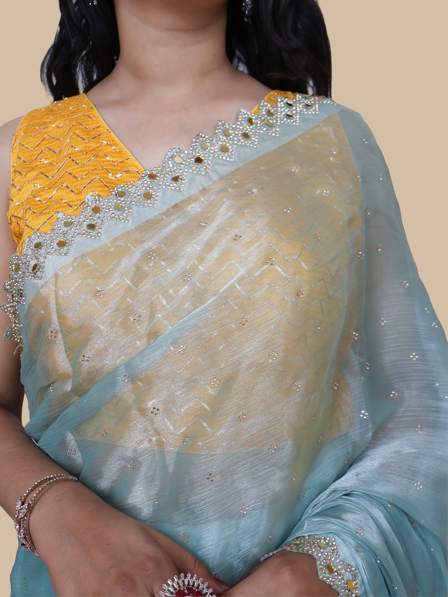 Designer Saree with Heavy Sequin & Stone Work by Shreekama
