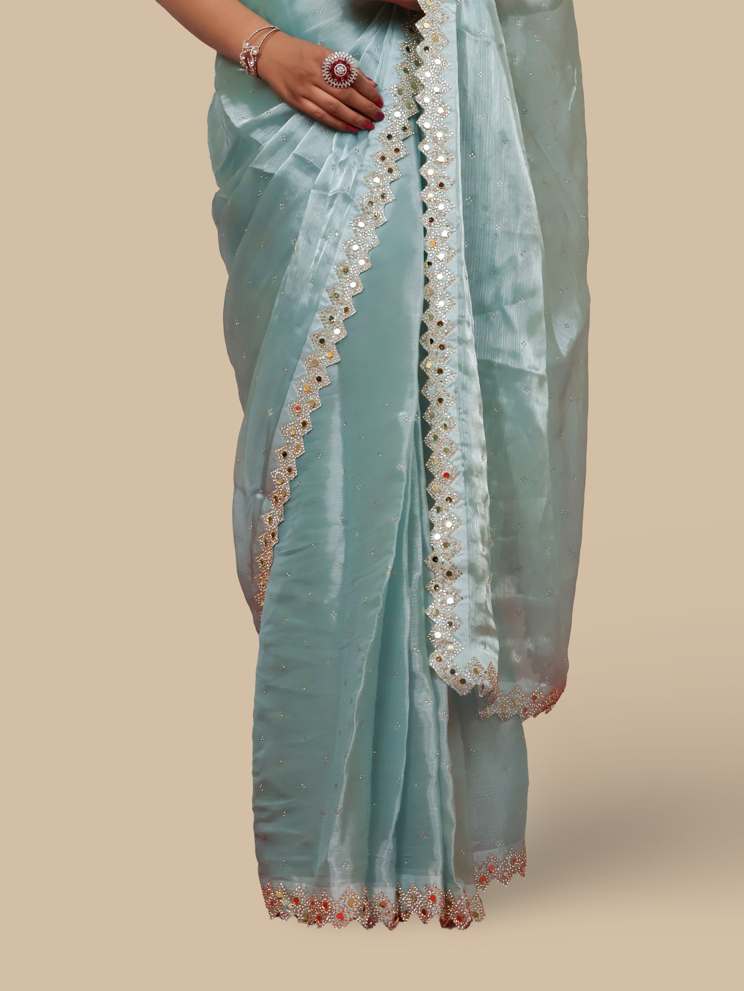 Designer Saree with Heavy Sequin & Stone Work by Shreekama