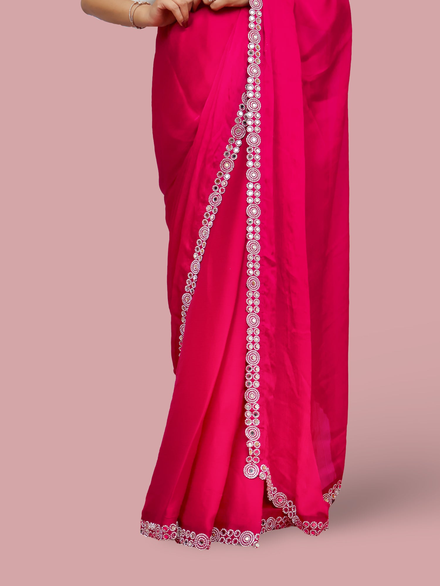 Designer Saree with American Diamond & Mirror Work by Shreekama