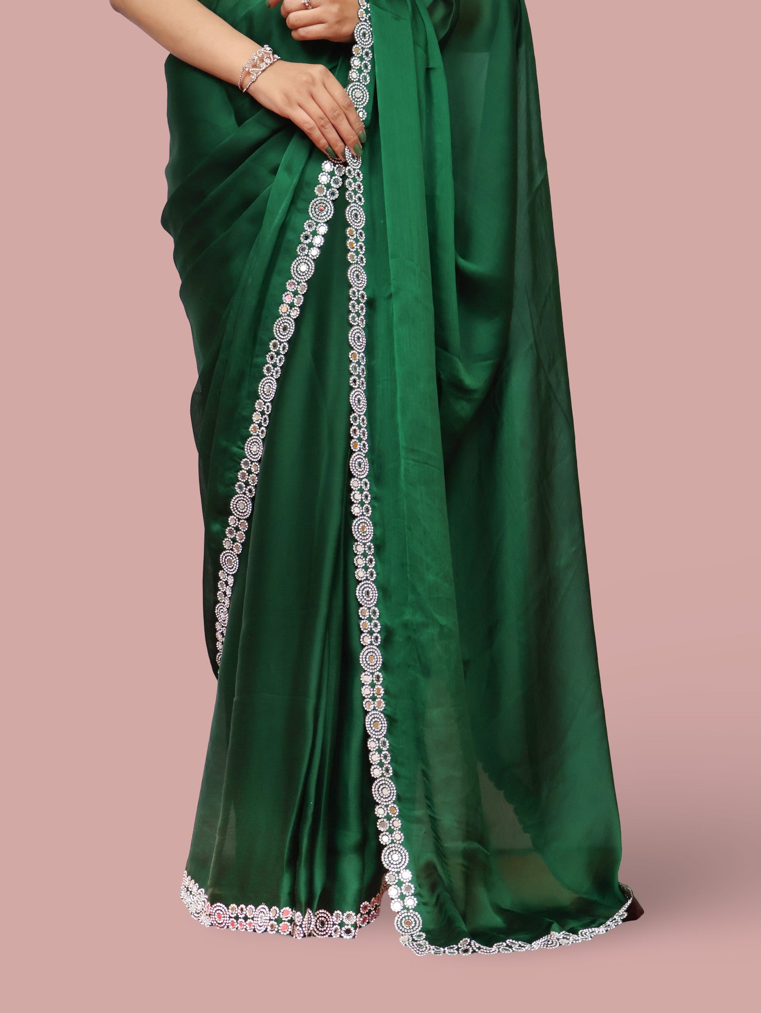 Designer Saree with American Diamond & Mirror Work by Shreekama
