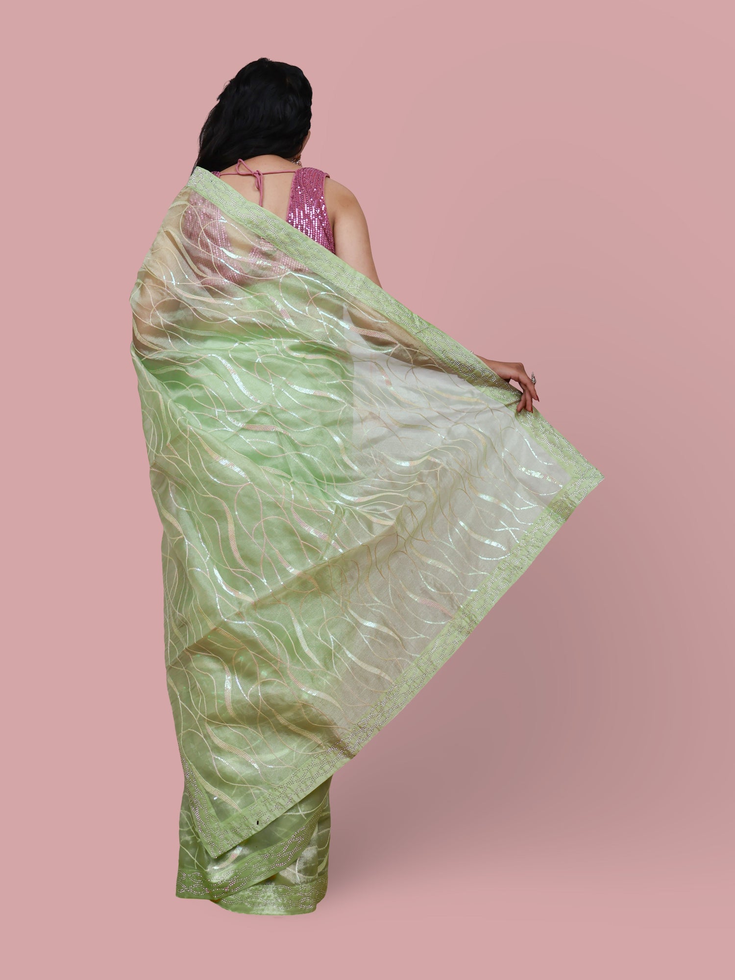 Designer Saree with Rhinestones & Heavy Sequin Work by Shreekama