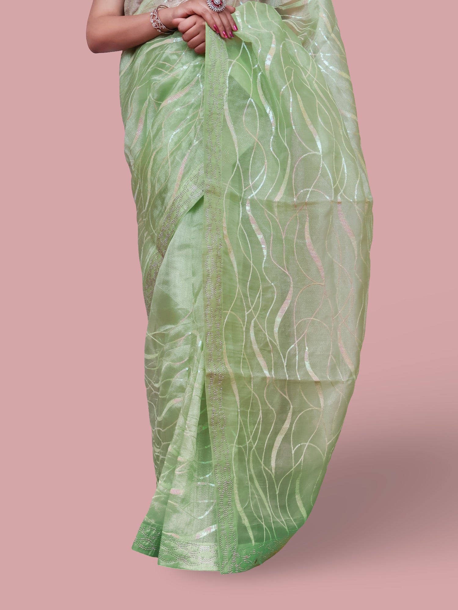 Designer Saree with Rhinestones & Heavy Sequin Work by Shreekama