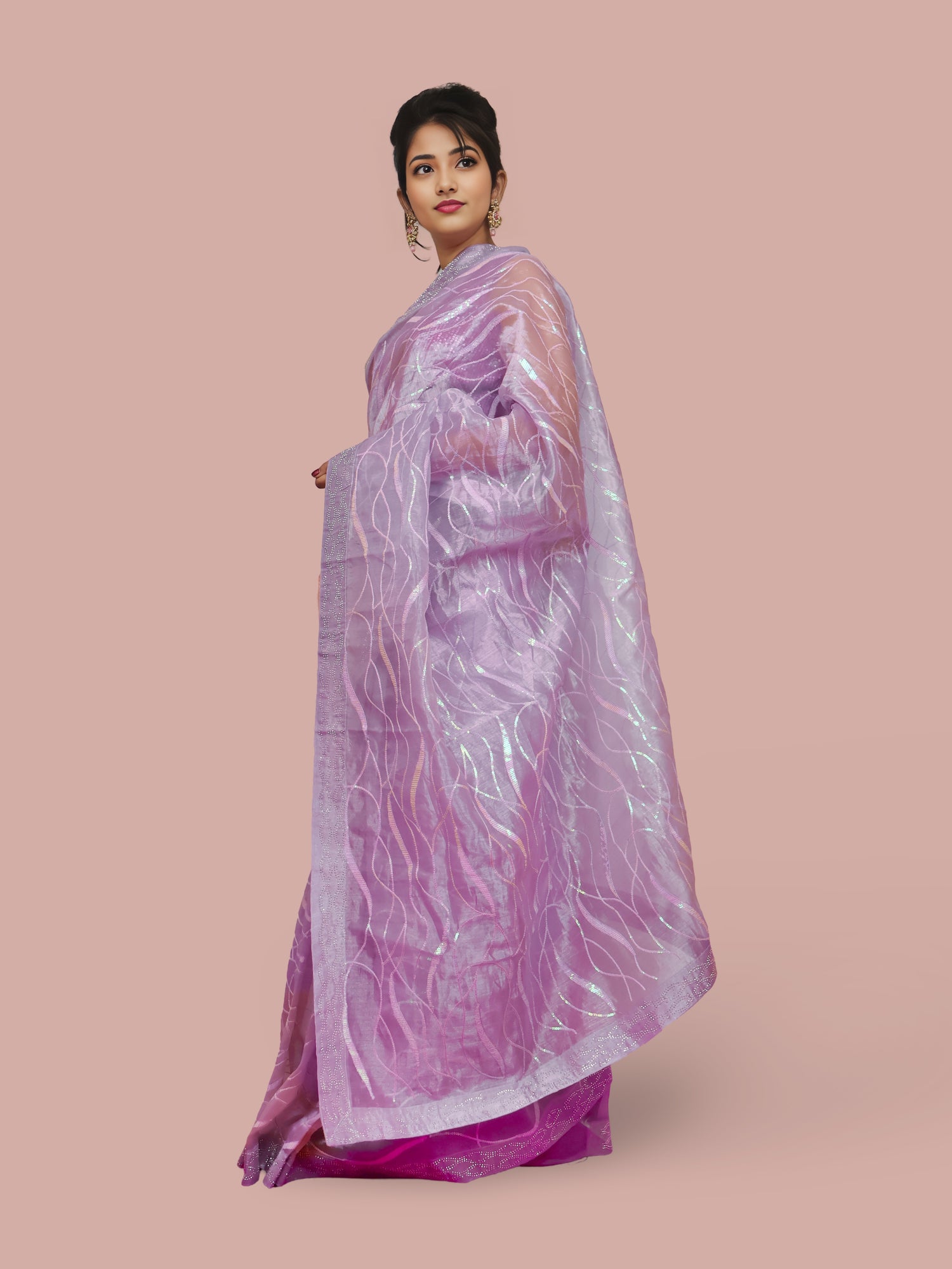 Designer Saree with Rhinestones & Heavy Sequin Work by Shreekama