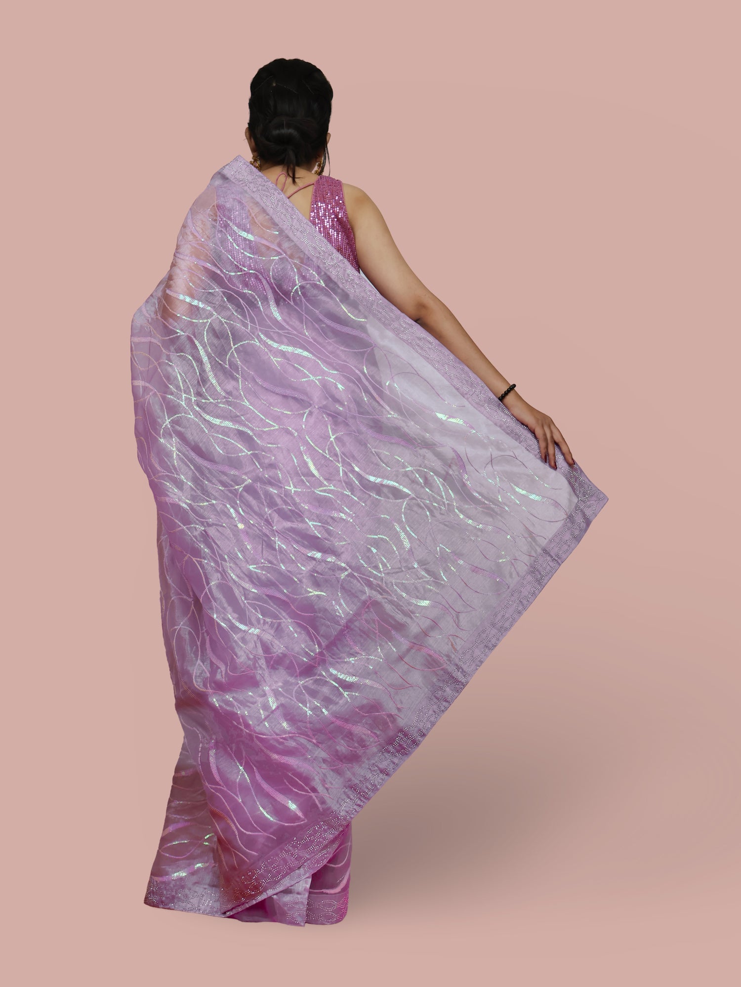 Designer Saree with Rhinestones & Heavy Sequin Work by Shreekama