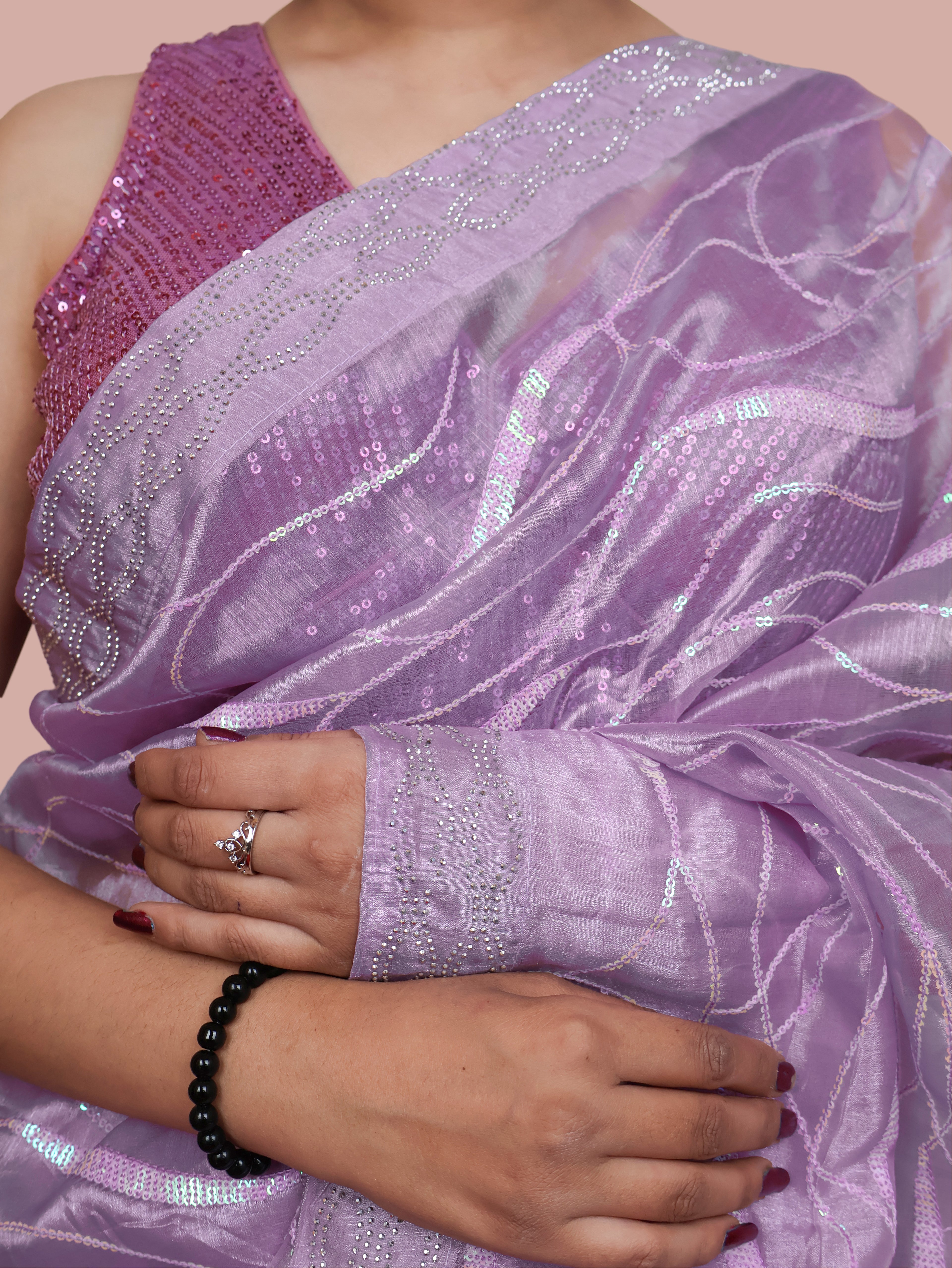 Designer Saree with Rhinestones & Heavy Sequin Work by Shreekama