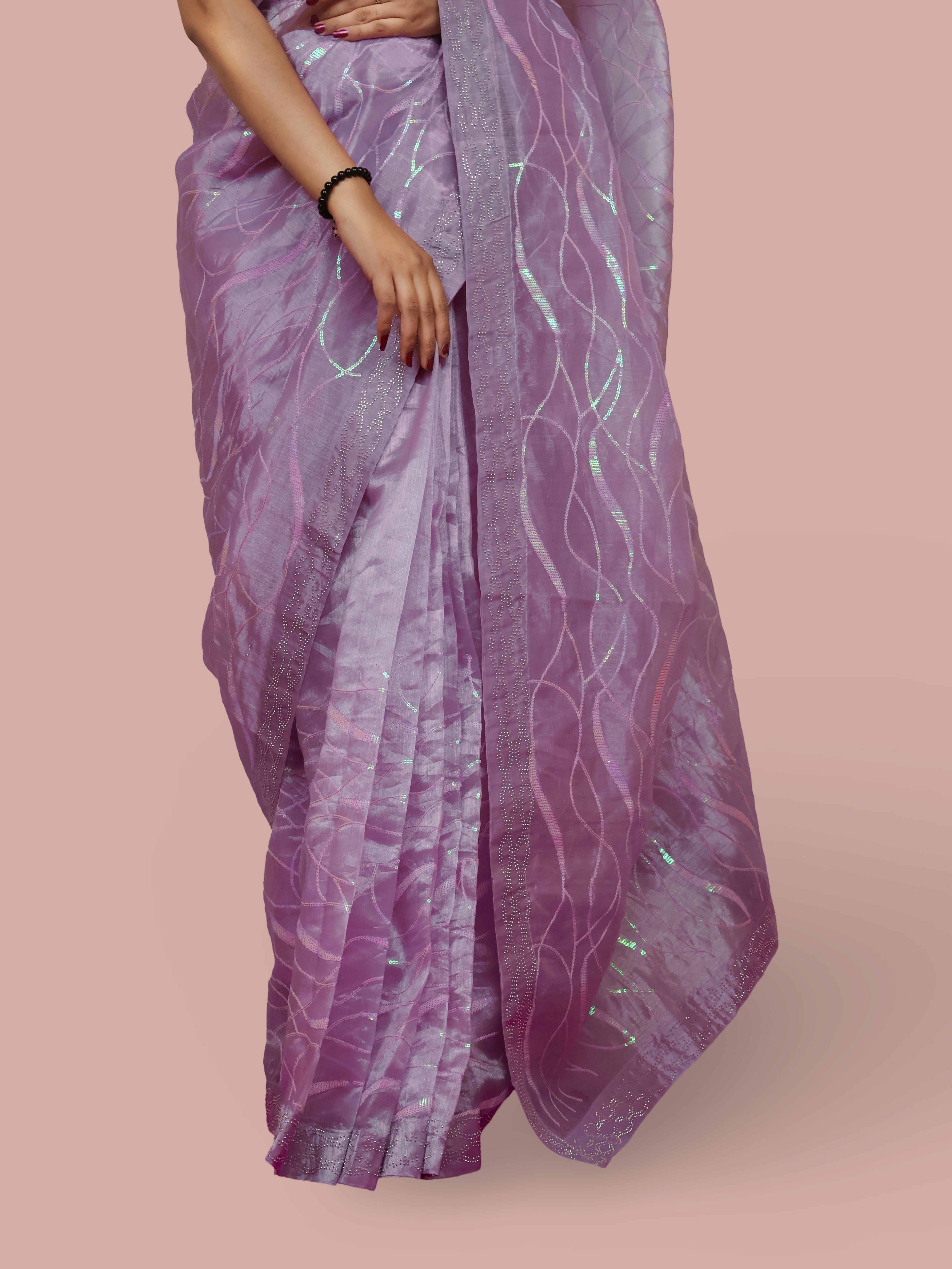 Designer Saree with Rhinestones & Heavy Sequin Work by Shreekama