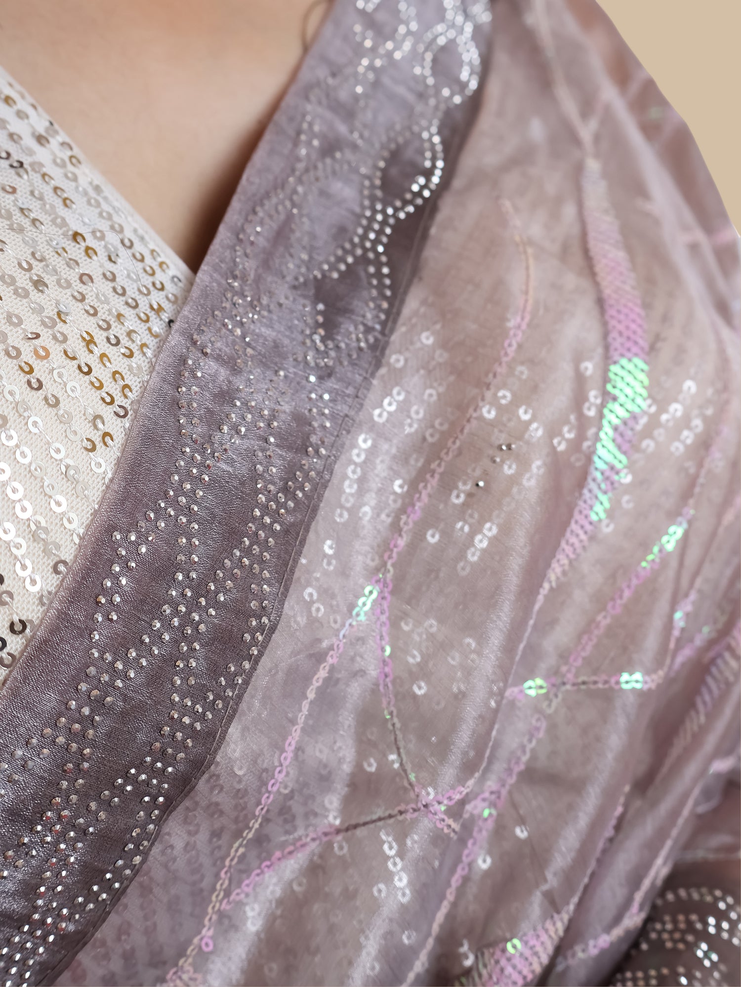 Designer Saree with Rhinestones & Heavy Sequin Work by Shreekama