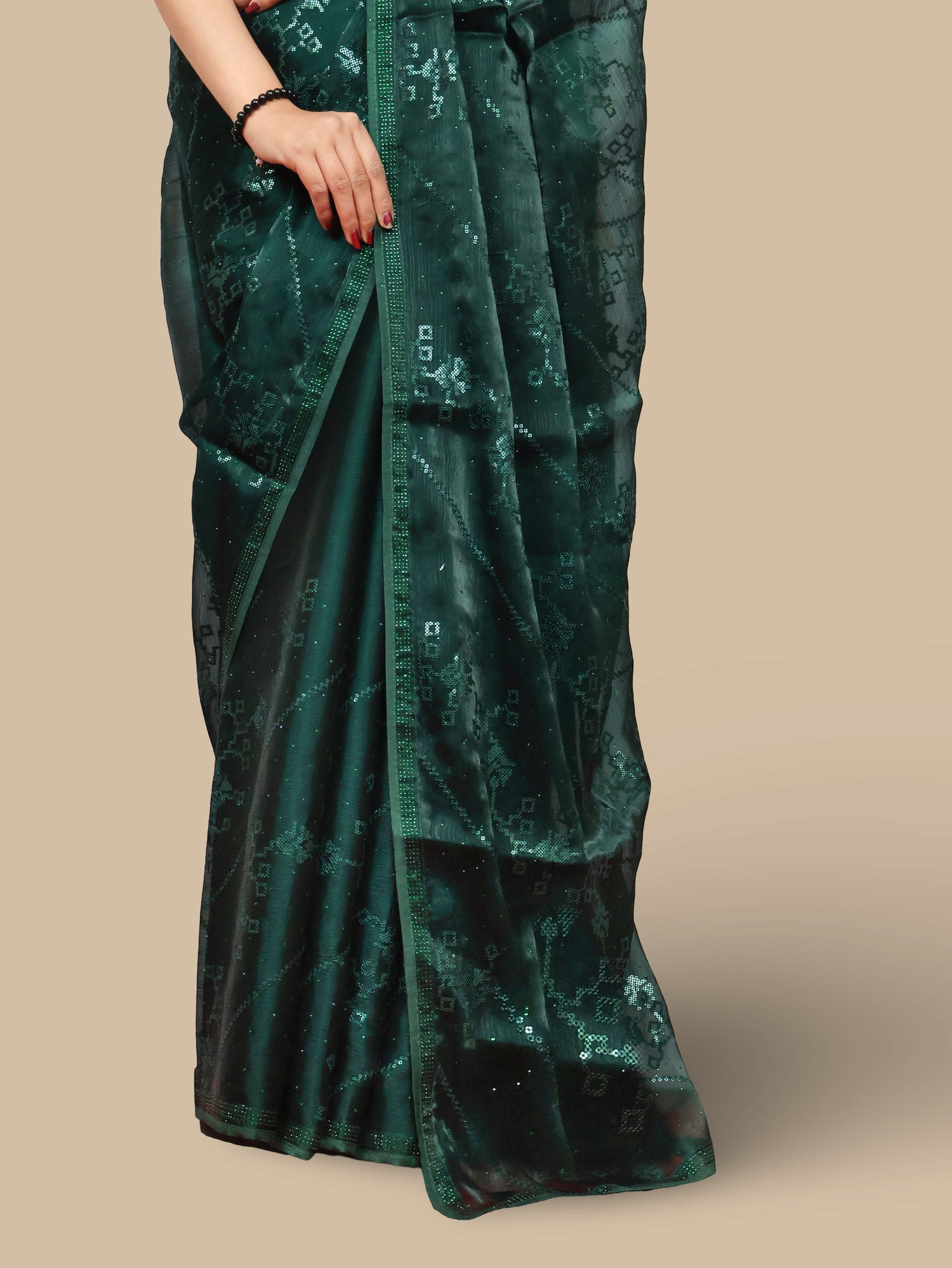 Designer Saree with Rhinestones & Sequin Work by Shreekama