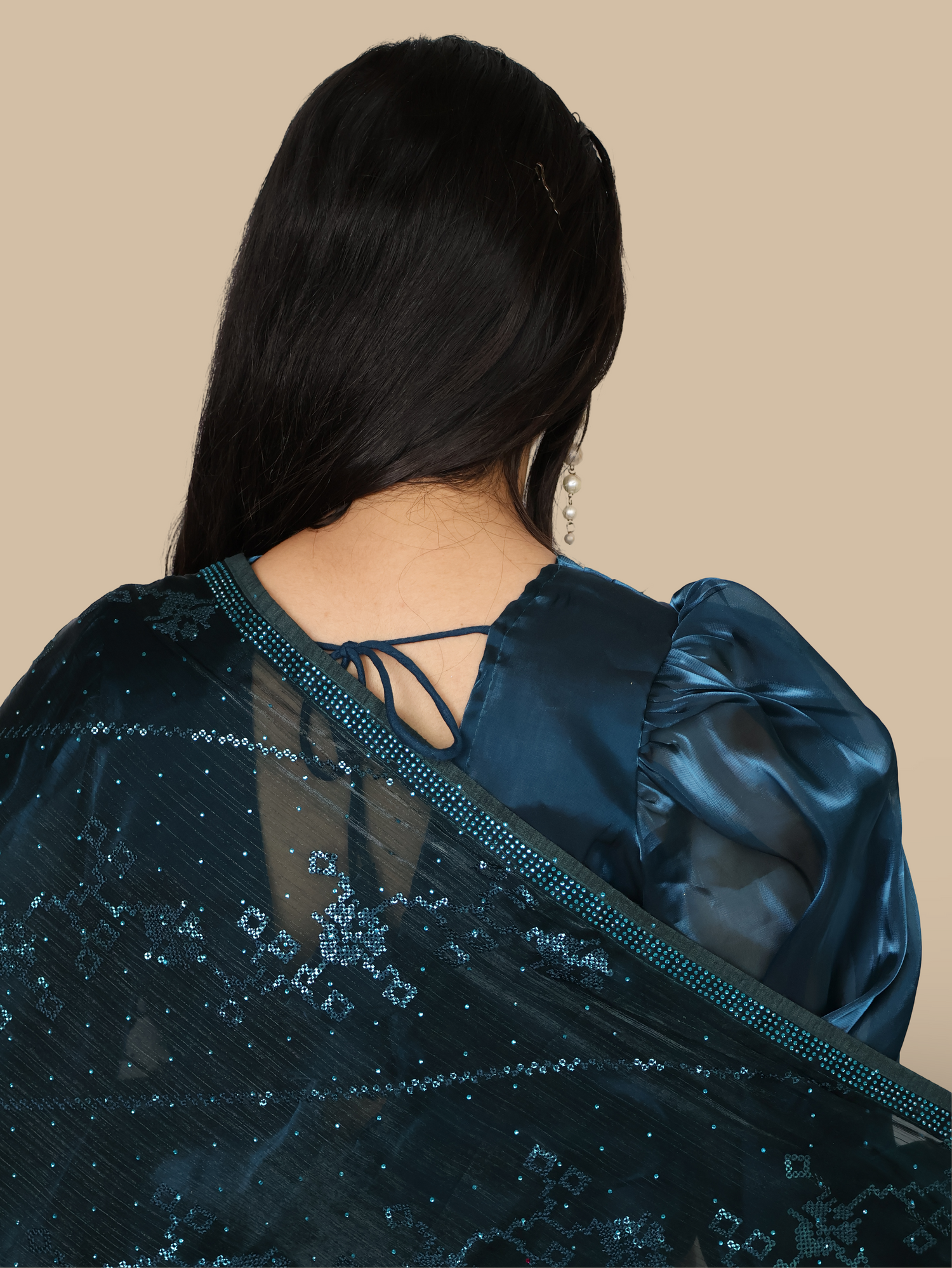 Designer Saree with Rhinestones & Sequin Work by Shreekama