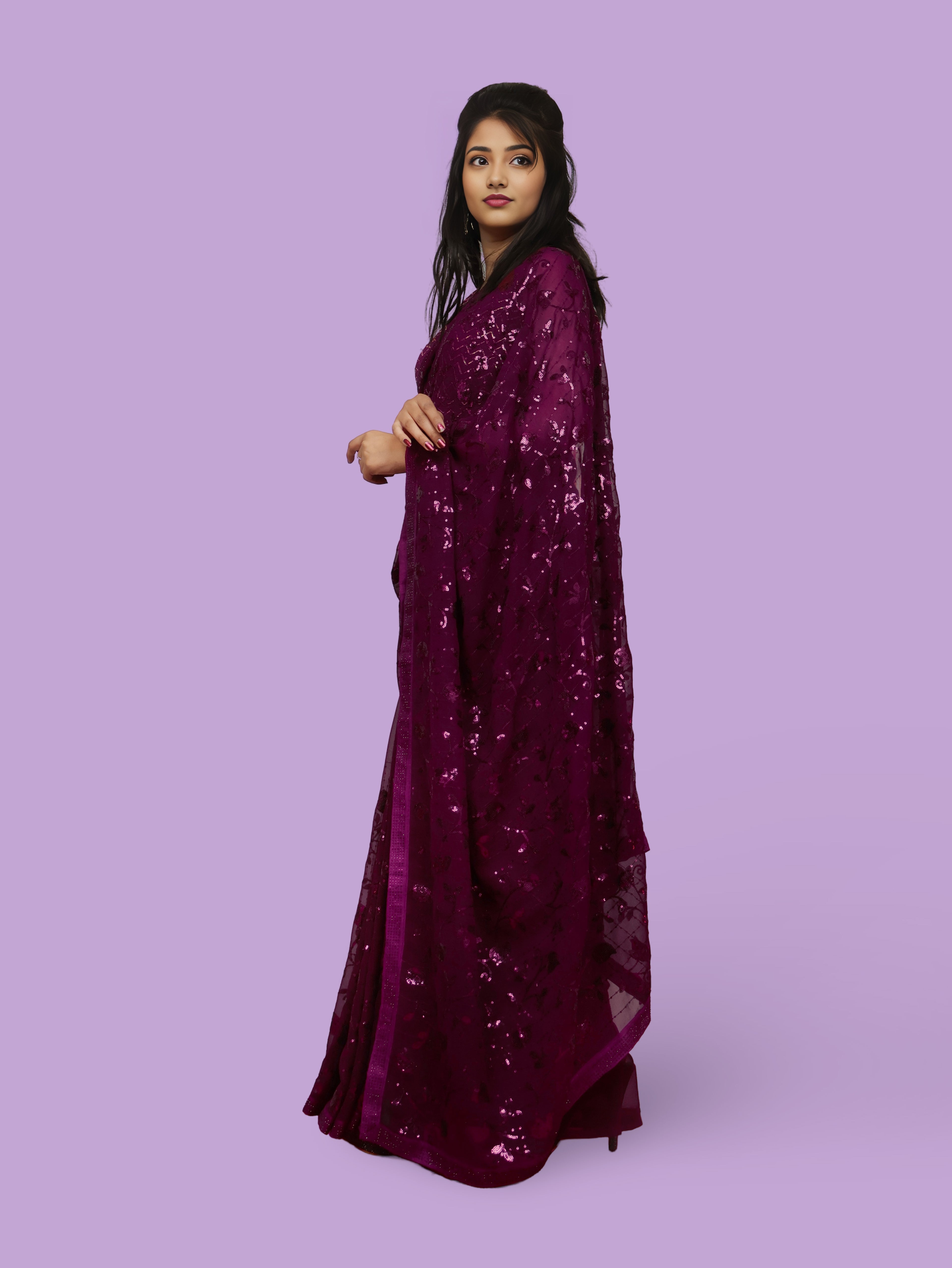 Designer Saree with Rhinestones & Heavy Sequin Work by Shreekama