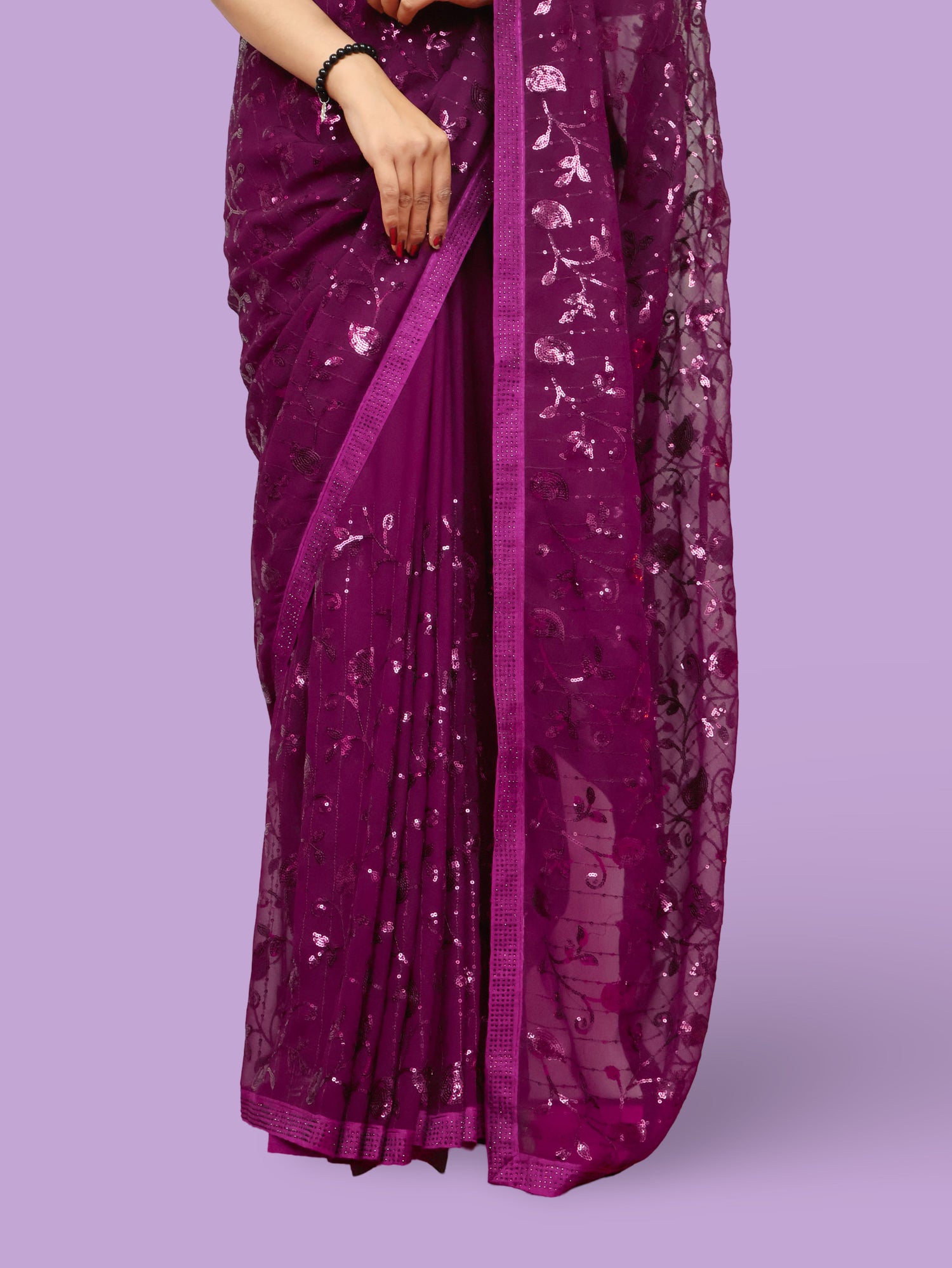 Designer Saree with Rhinestones & Heavy Sequin Work by Shreekama