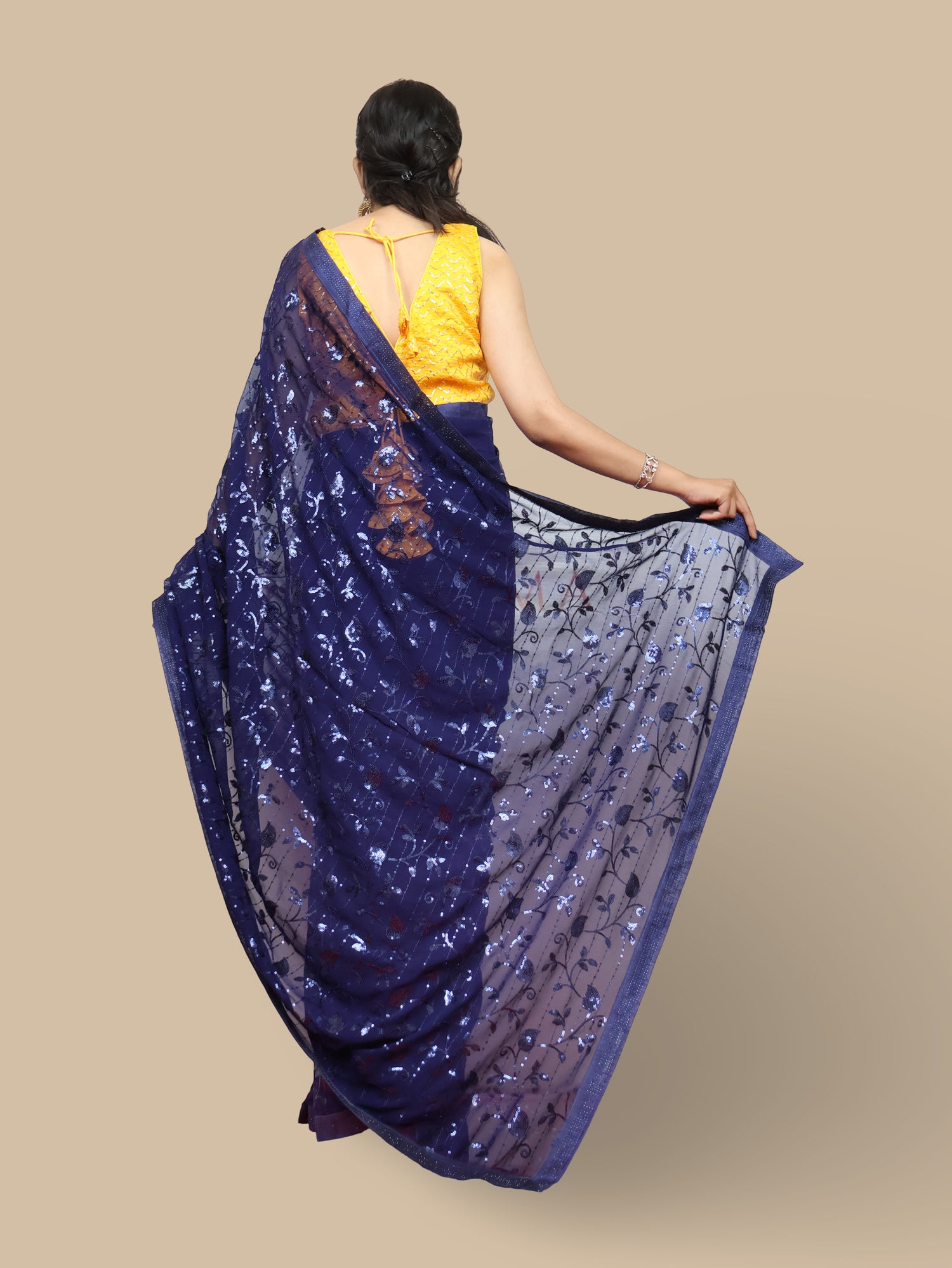 Designer Saree with Rhinestones & Heavy Sequin Work by Shreekama