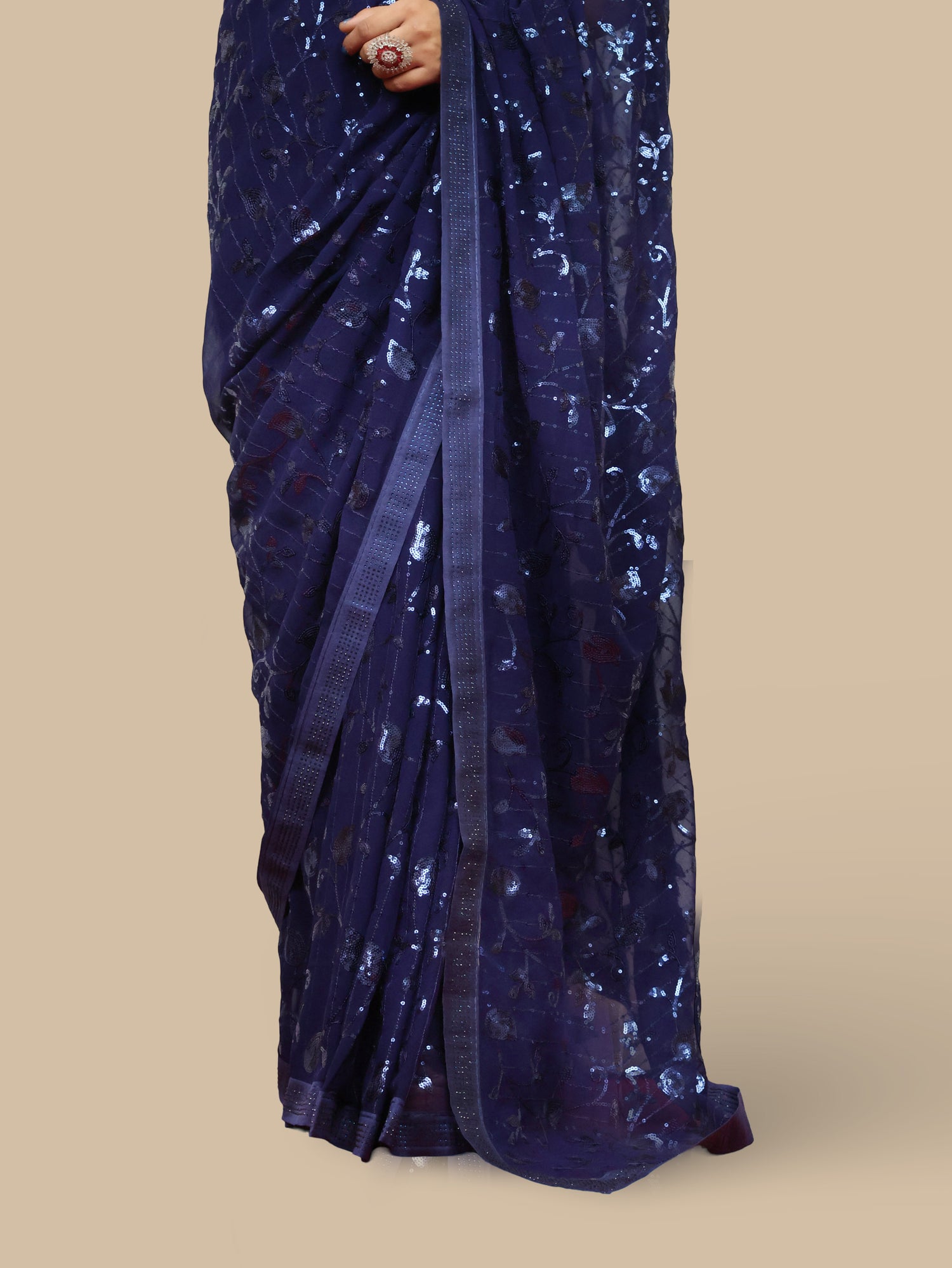 Designer Saree with Rhinestones & Heavy Sequin Work by Shreekama