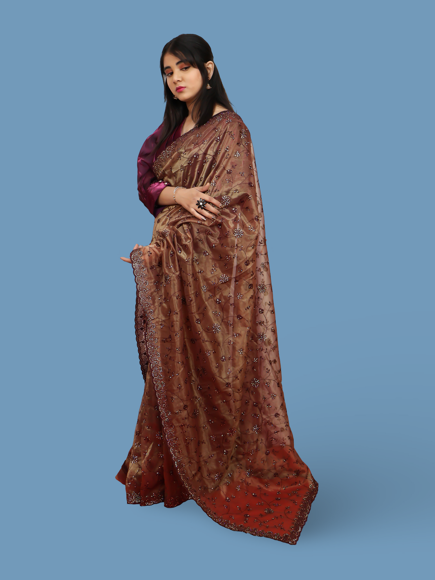 Designer Saree with Embroidery & Heavy Sequin Work by Shreekama