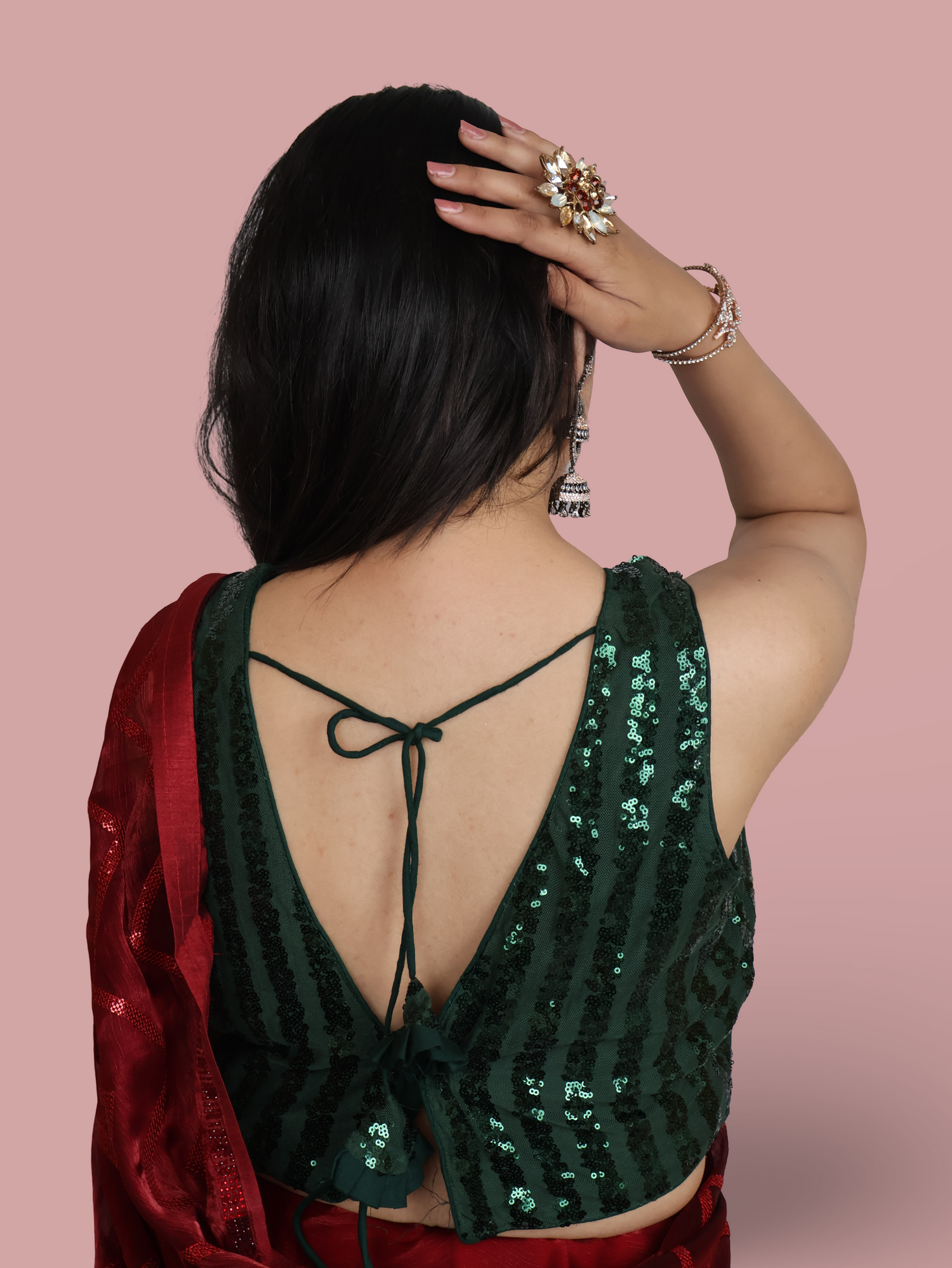 Designer Saree with Rhinstone & Thread Work by Shreekama