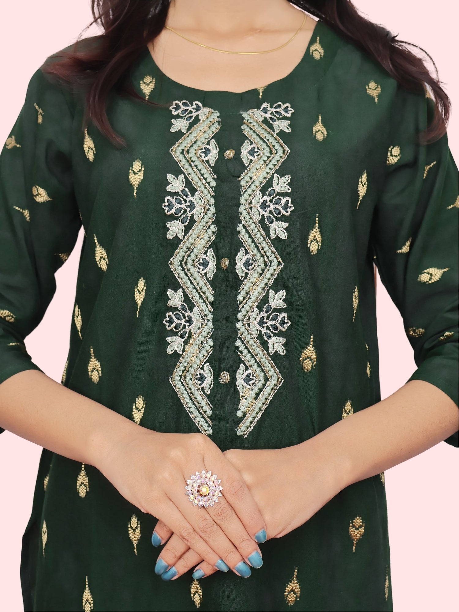 Cotton Kurti with Stunning Embroidered Neck