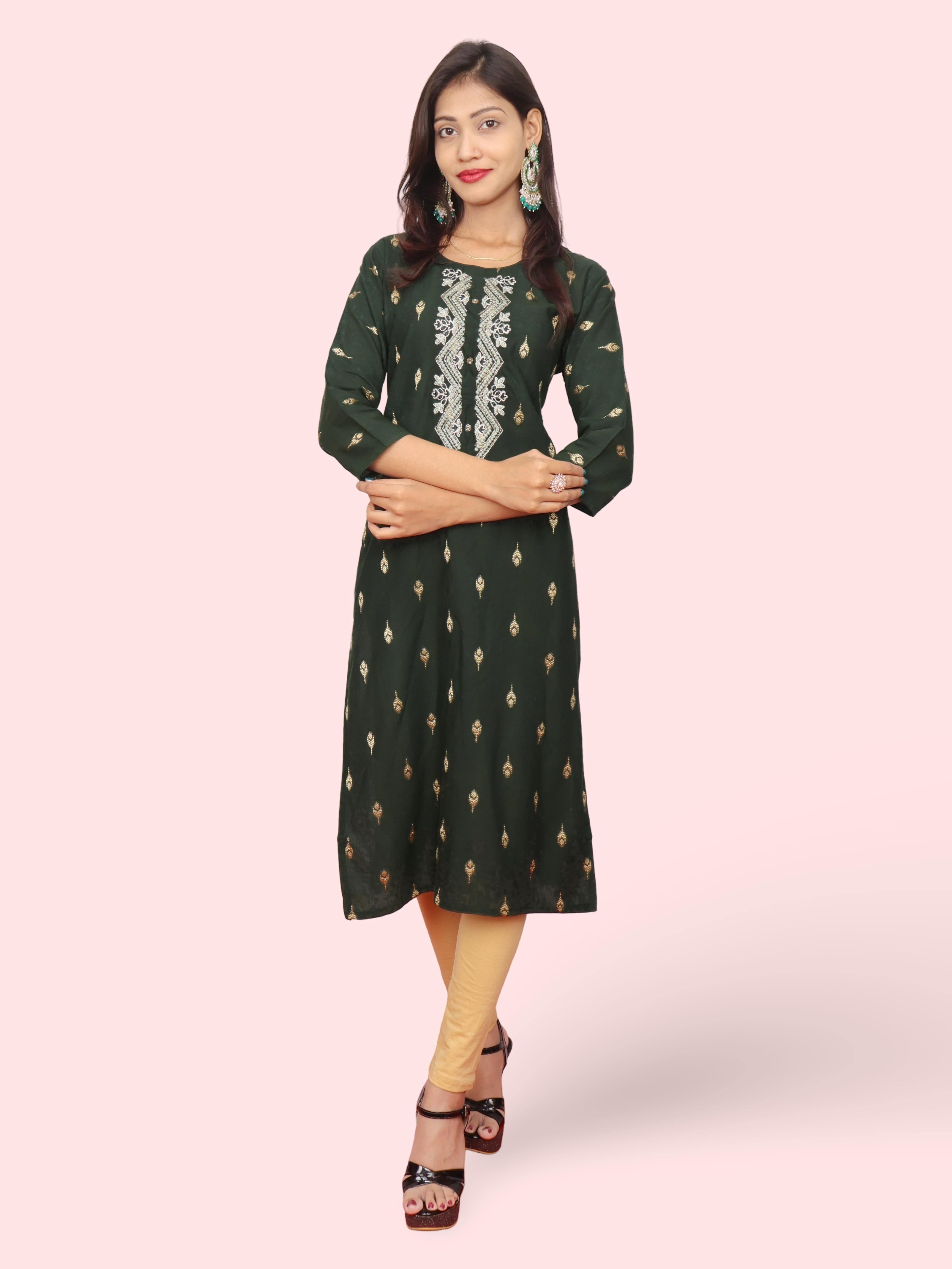Cotton Kurti with Stunning Embroidered Neck