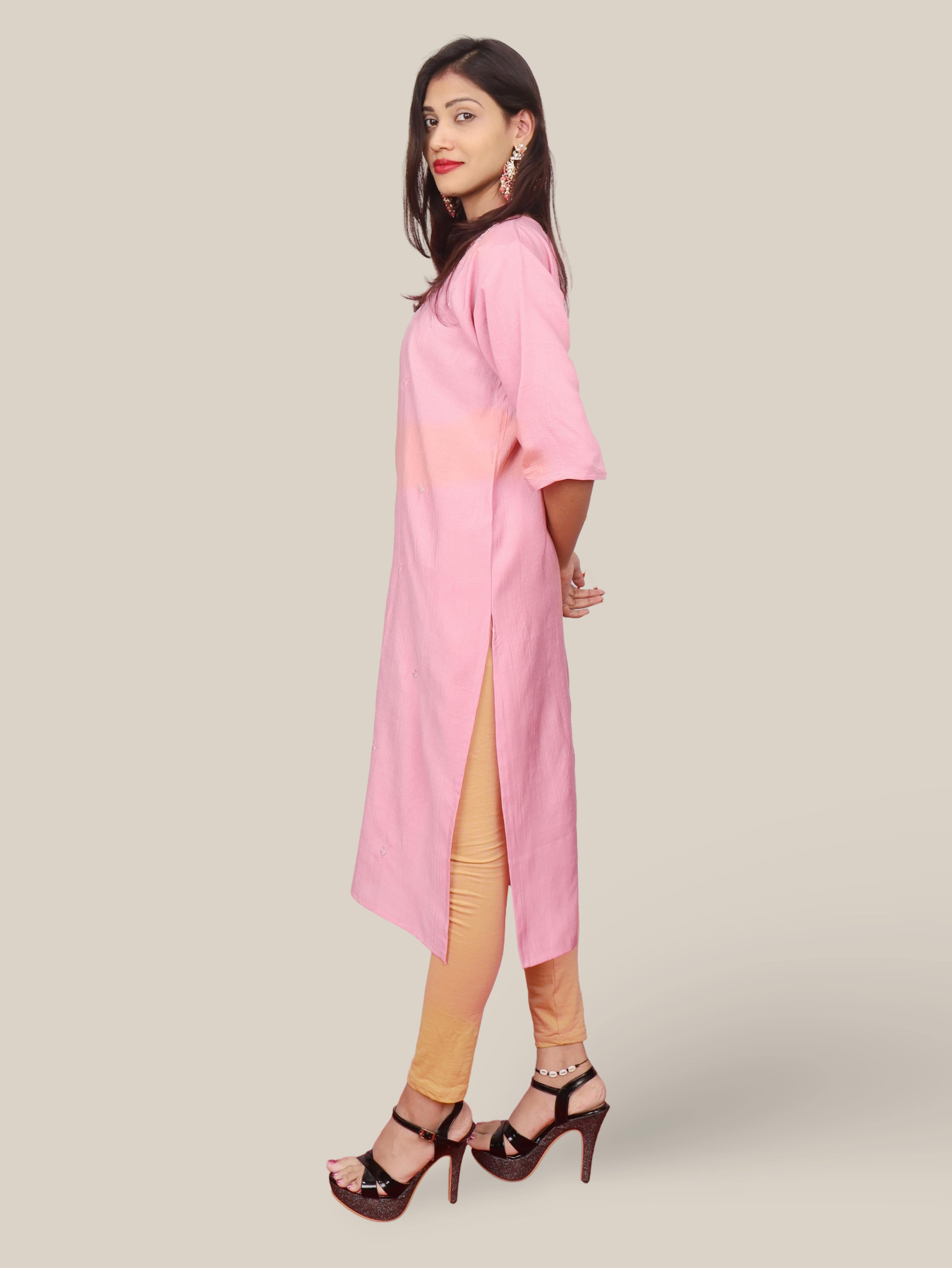 Cotton Kurti with Beautifully Embroidered Neckline