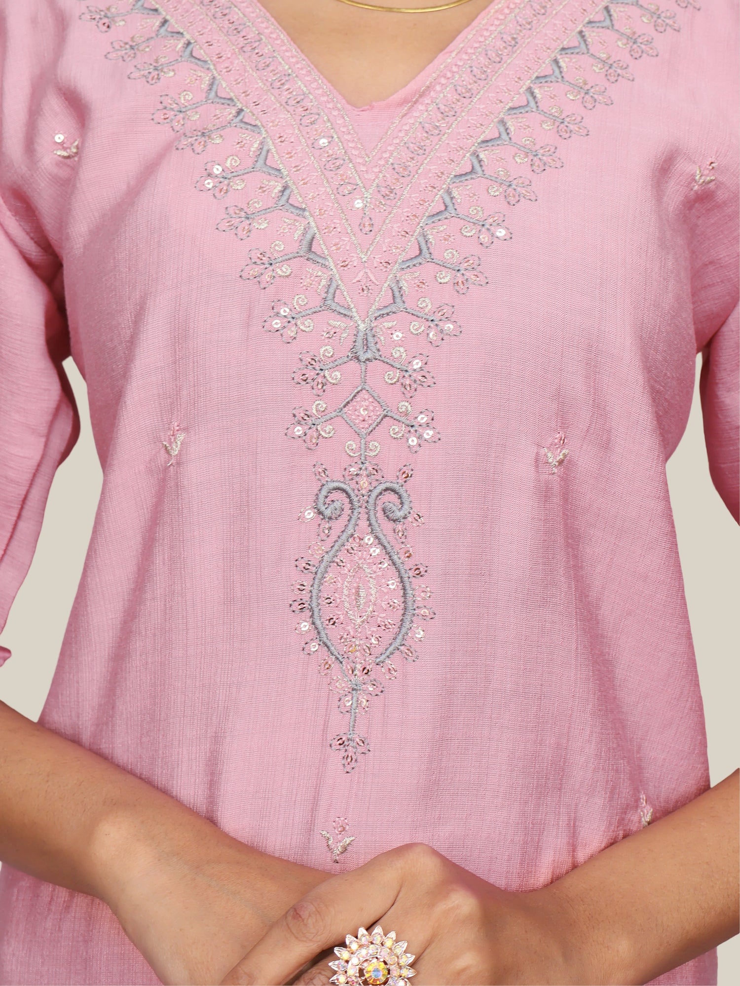 Cotton Kurti with Beautifully Embroidered Neckline