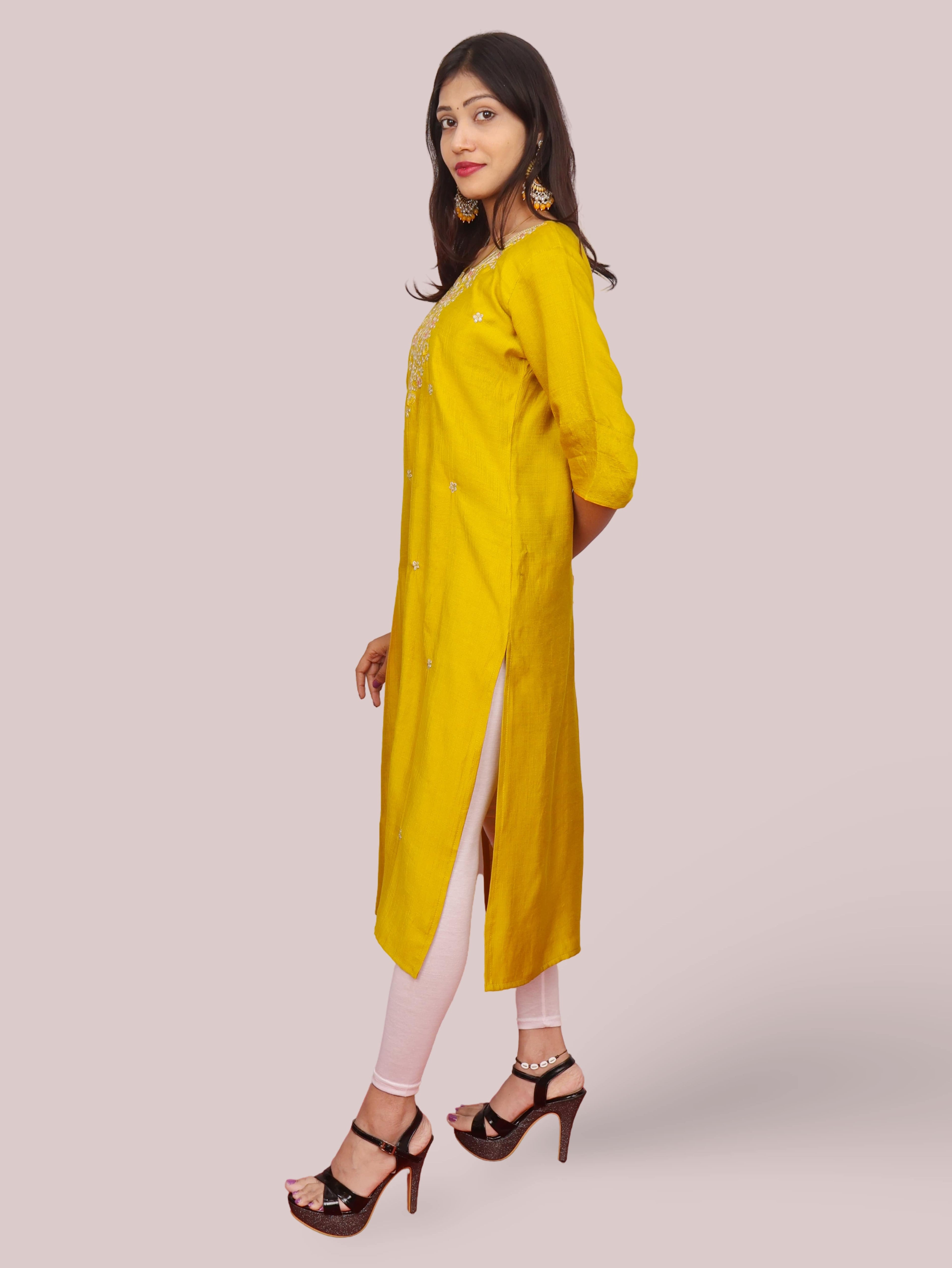 Cotton Kurti with Beautifully Embroidered Neckline