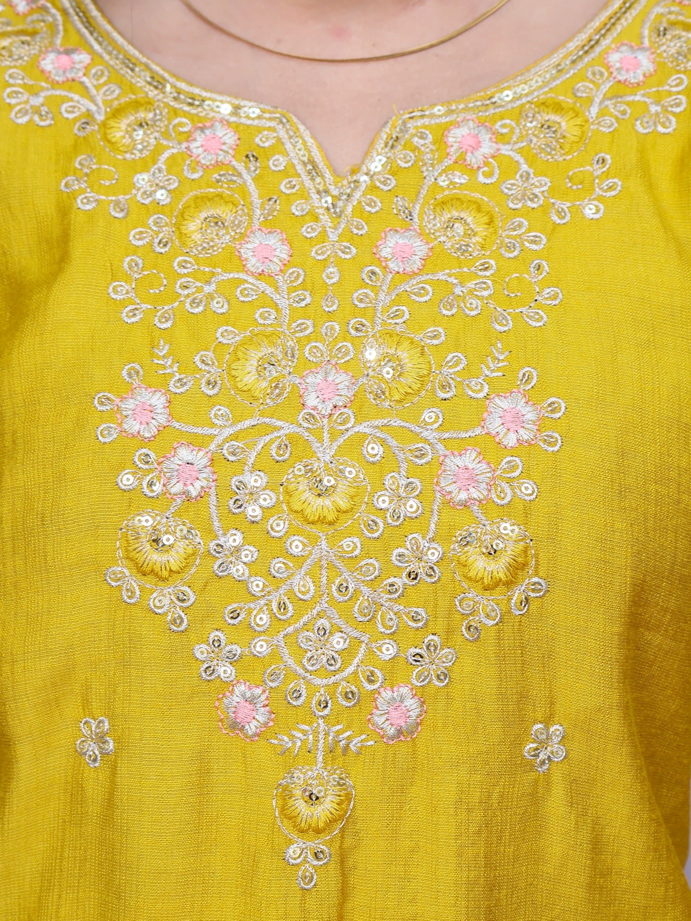 Cotton Kurti with Beautifully Embroidered Neckline