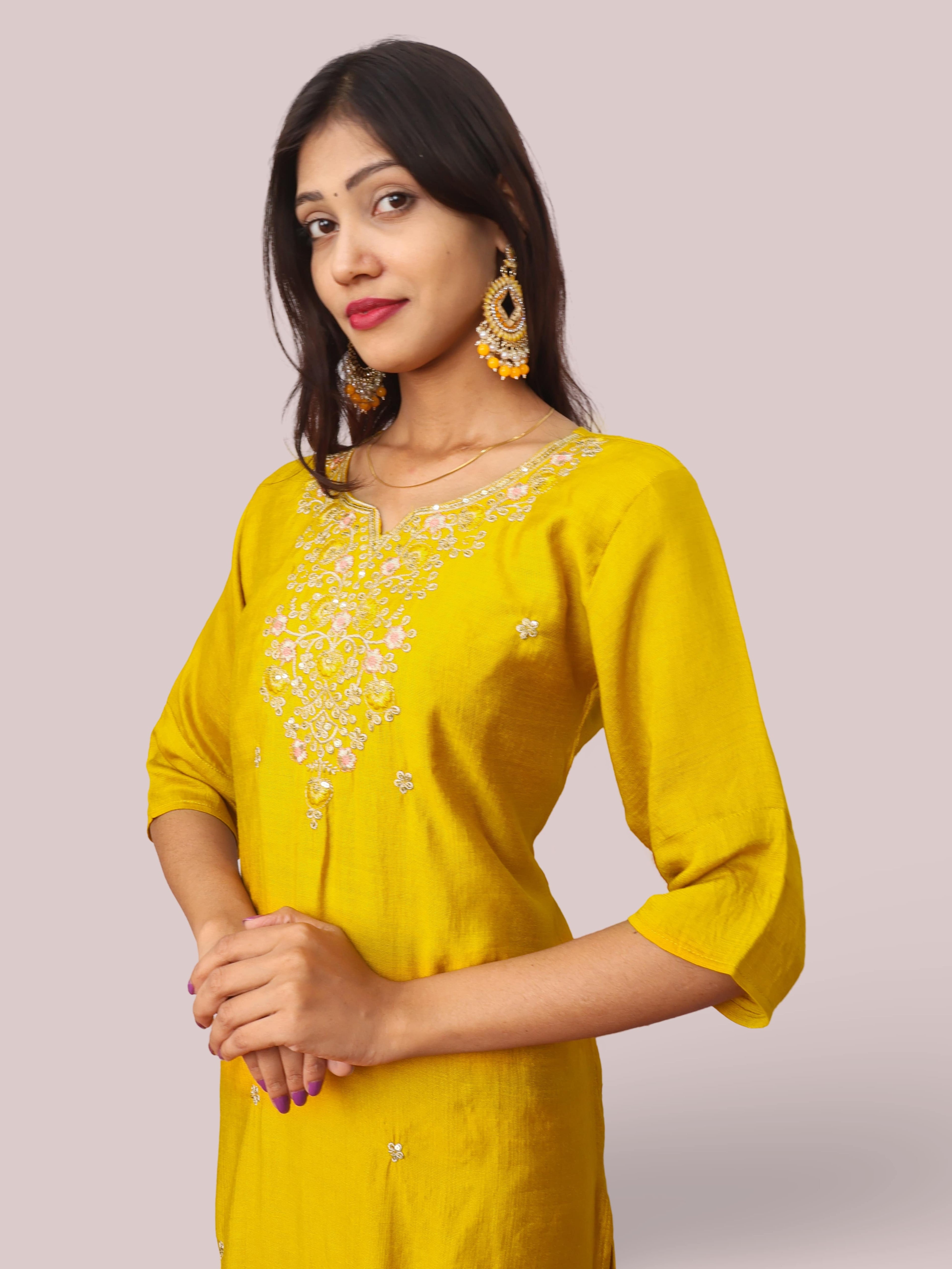 Cotton Kurti with Beautifully Embroidered Neckline