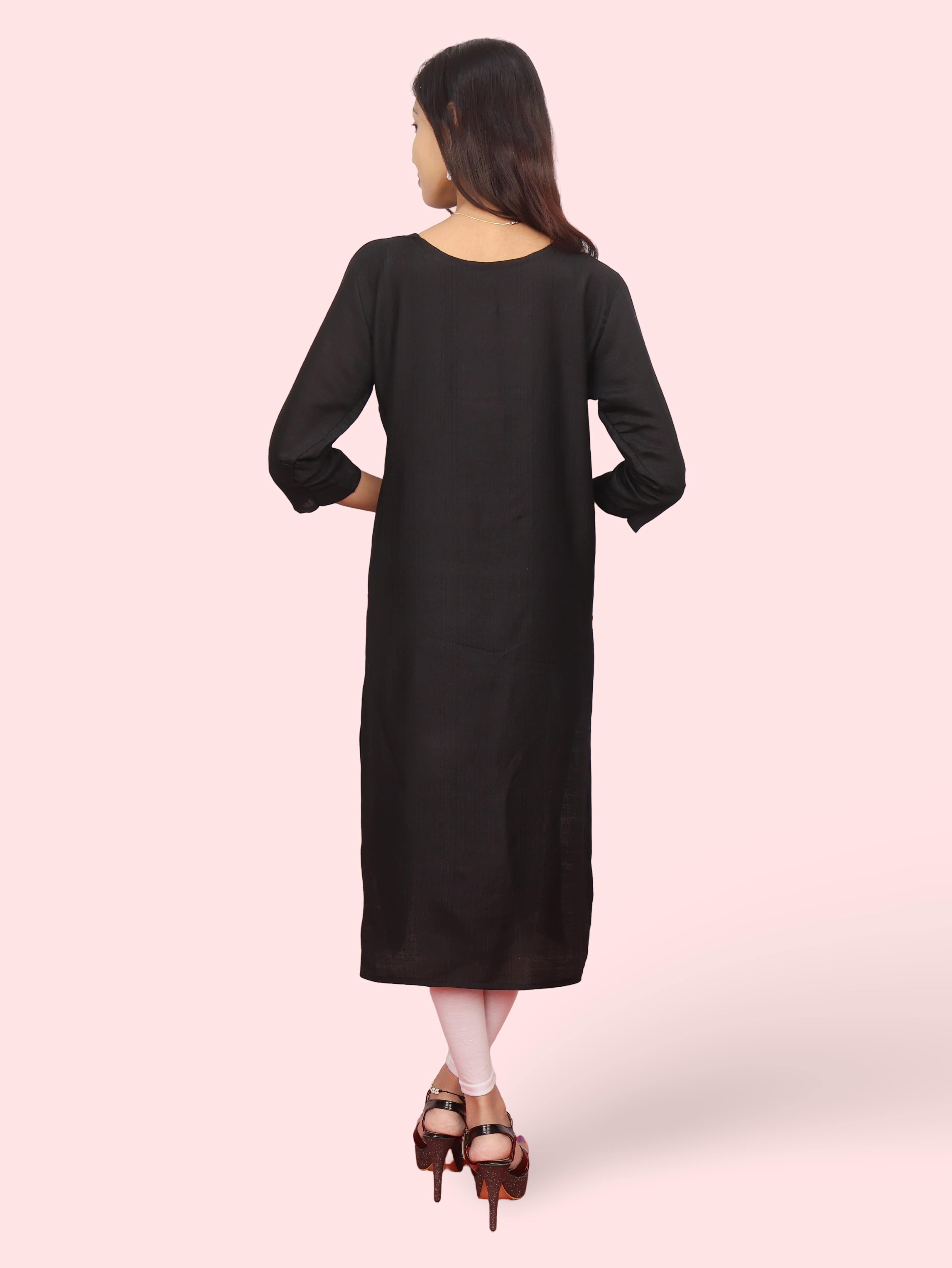 Cotton Kurti with Beautifully Embroidered Neckline