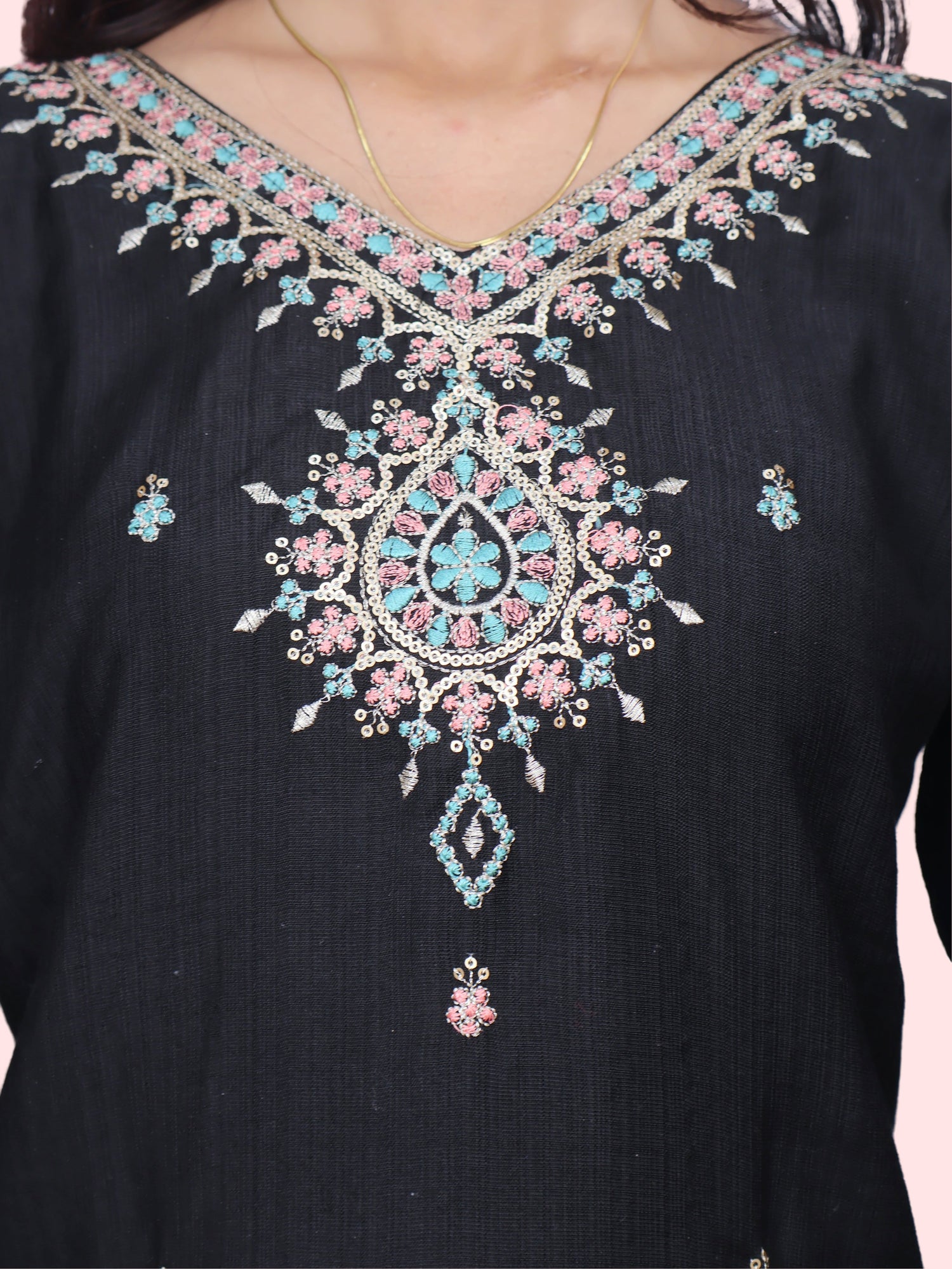Cotton Kurti with Beautifully Embroidered Neckline
