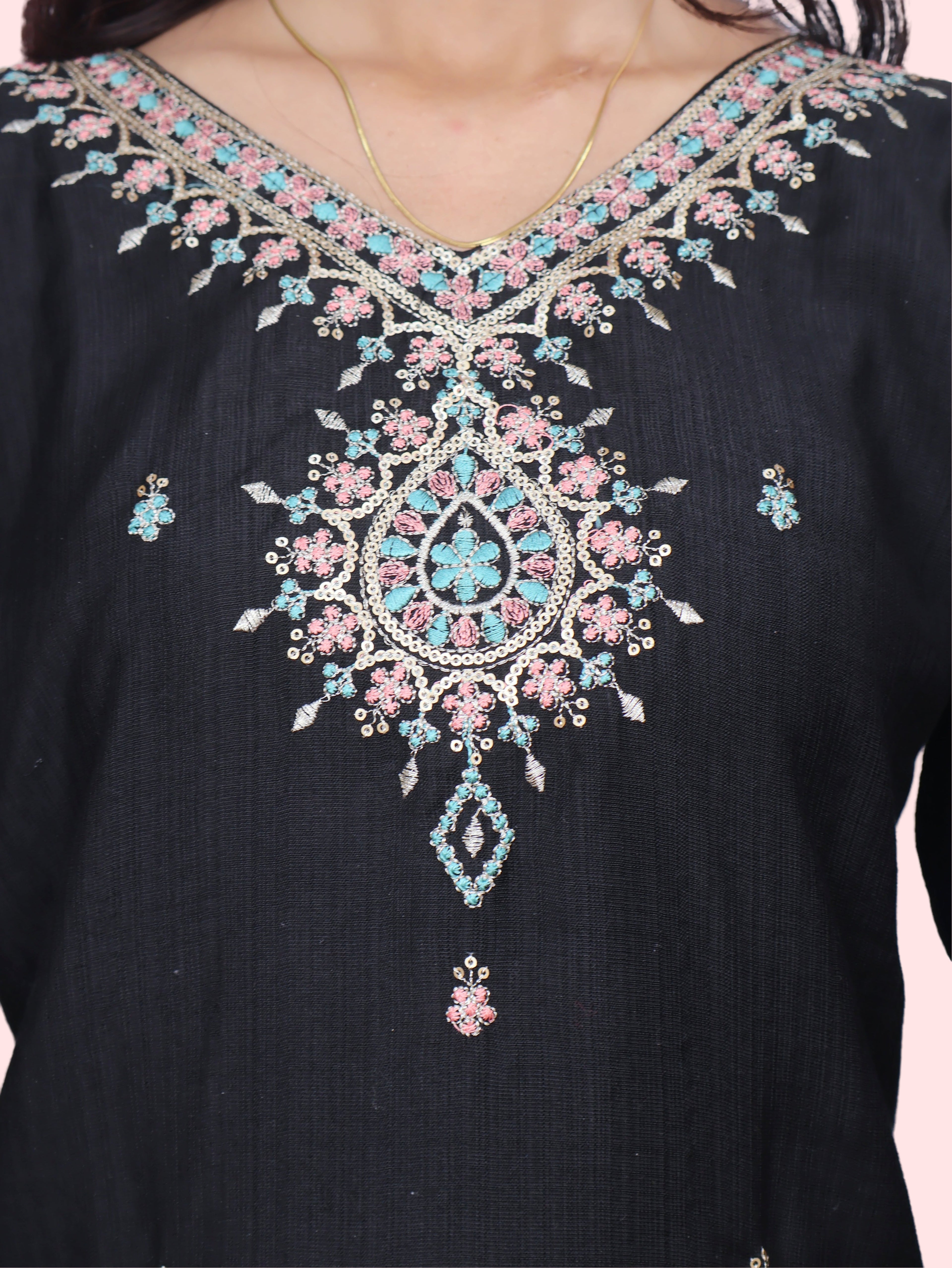 Cotton Kurti with Beautifully Embroidered Neckline