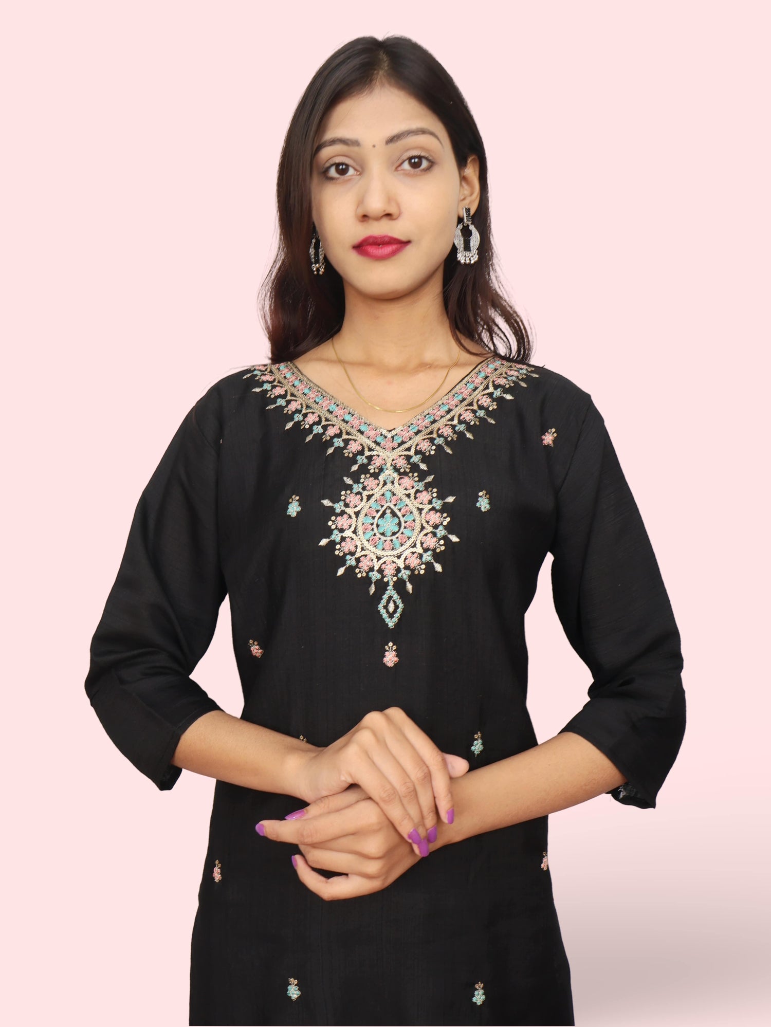 Cotton Kurti with Beautifully Embroidered Neckline