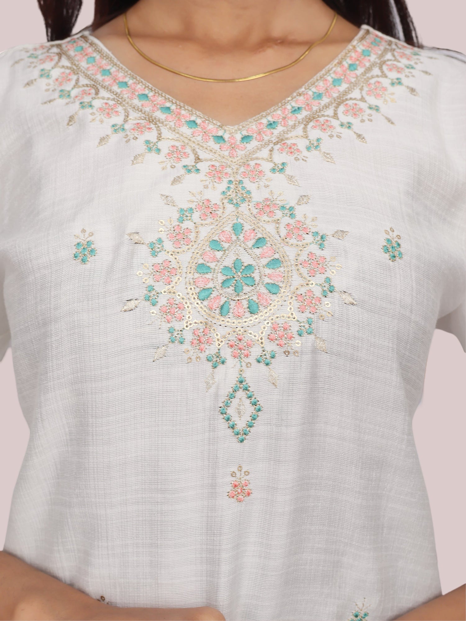 Cotton Kurti with Beautifully Embroidered Neckline