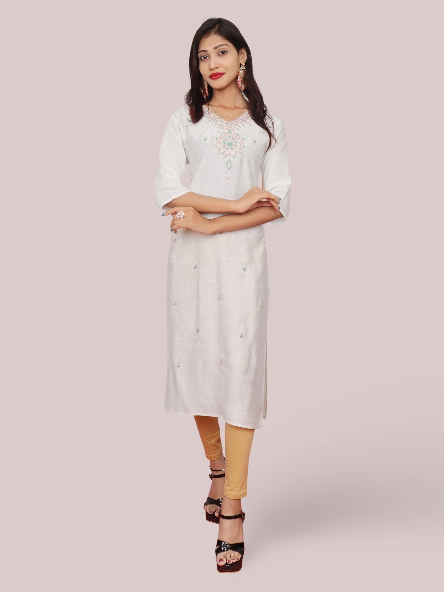 Cotton Kurti with Beautifully Embroidered Neckline