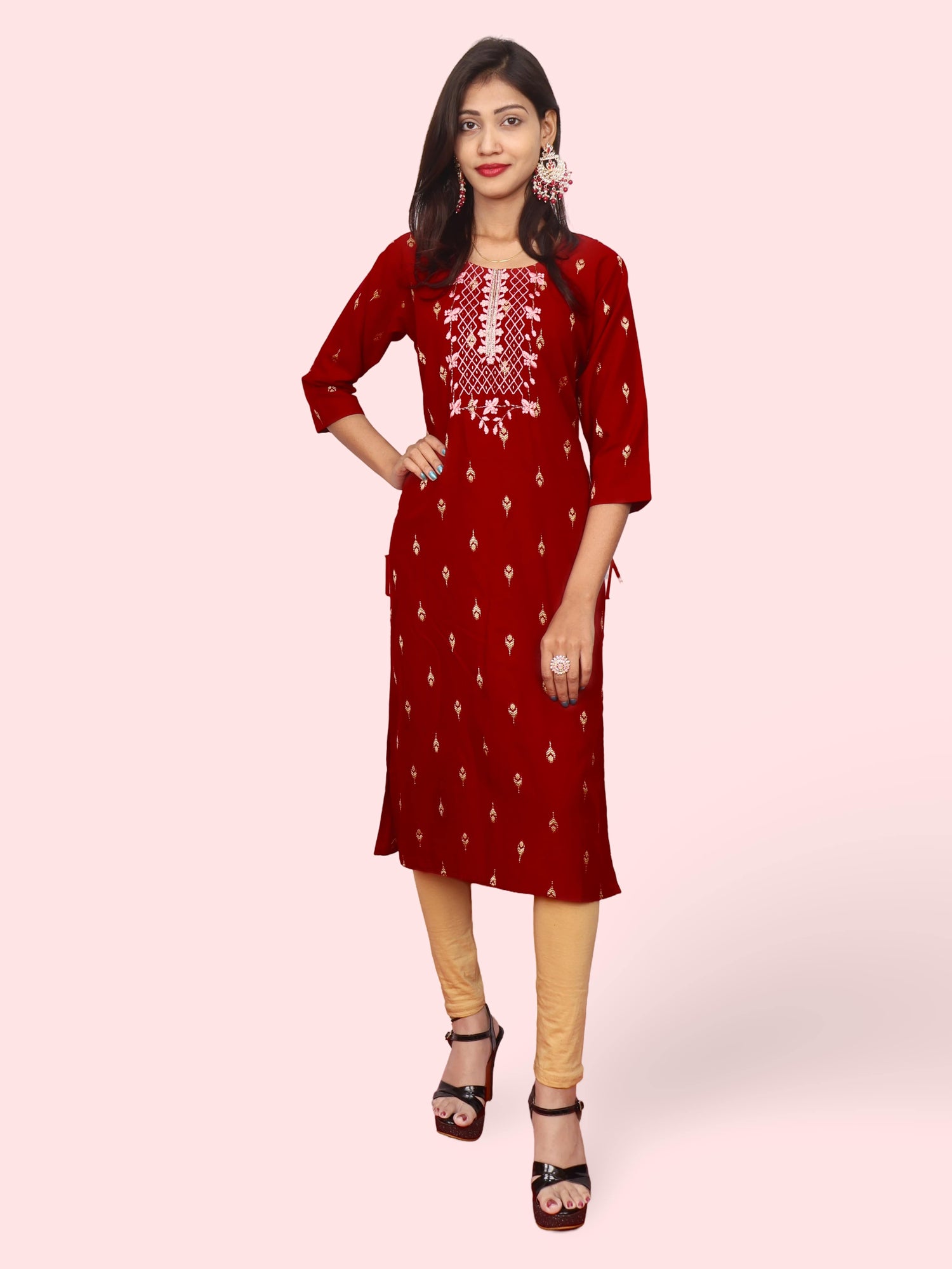 Cotton Kurti with Stunning Embroidered Neck
