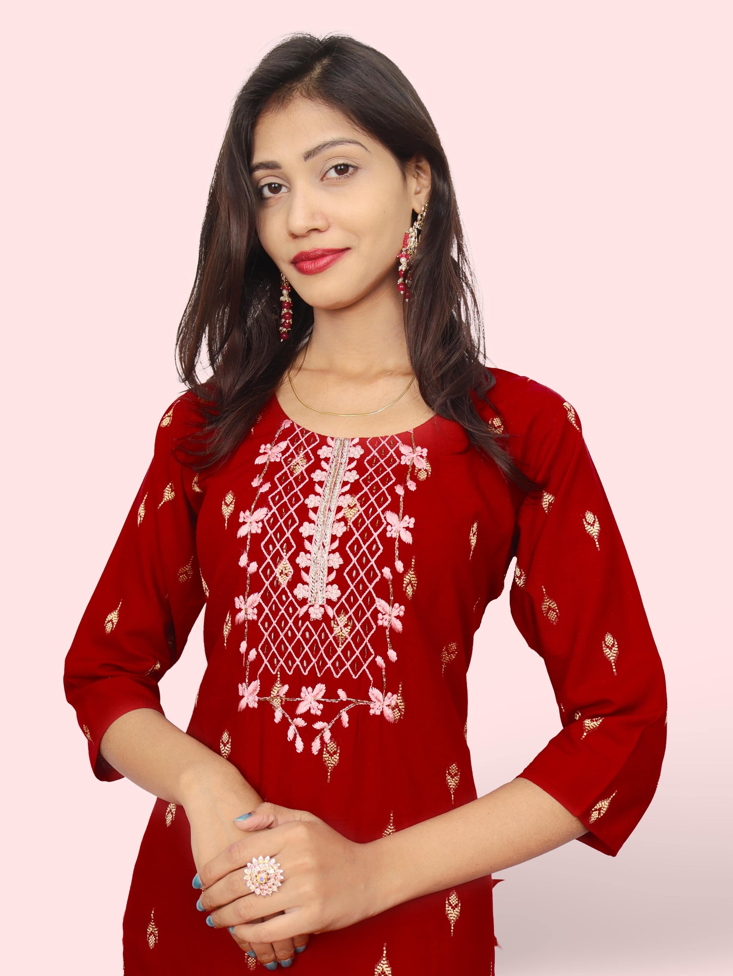 Cotton Kurti with Stunning Embroidered Neck