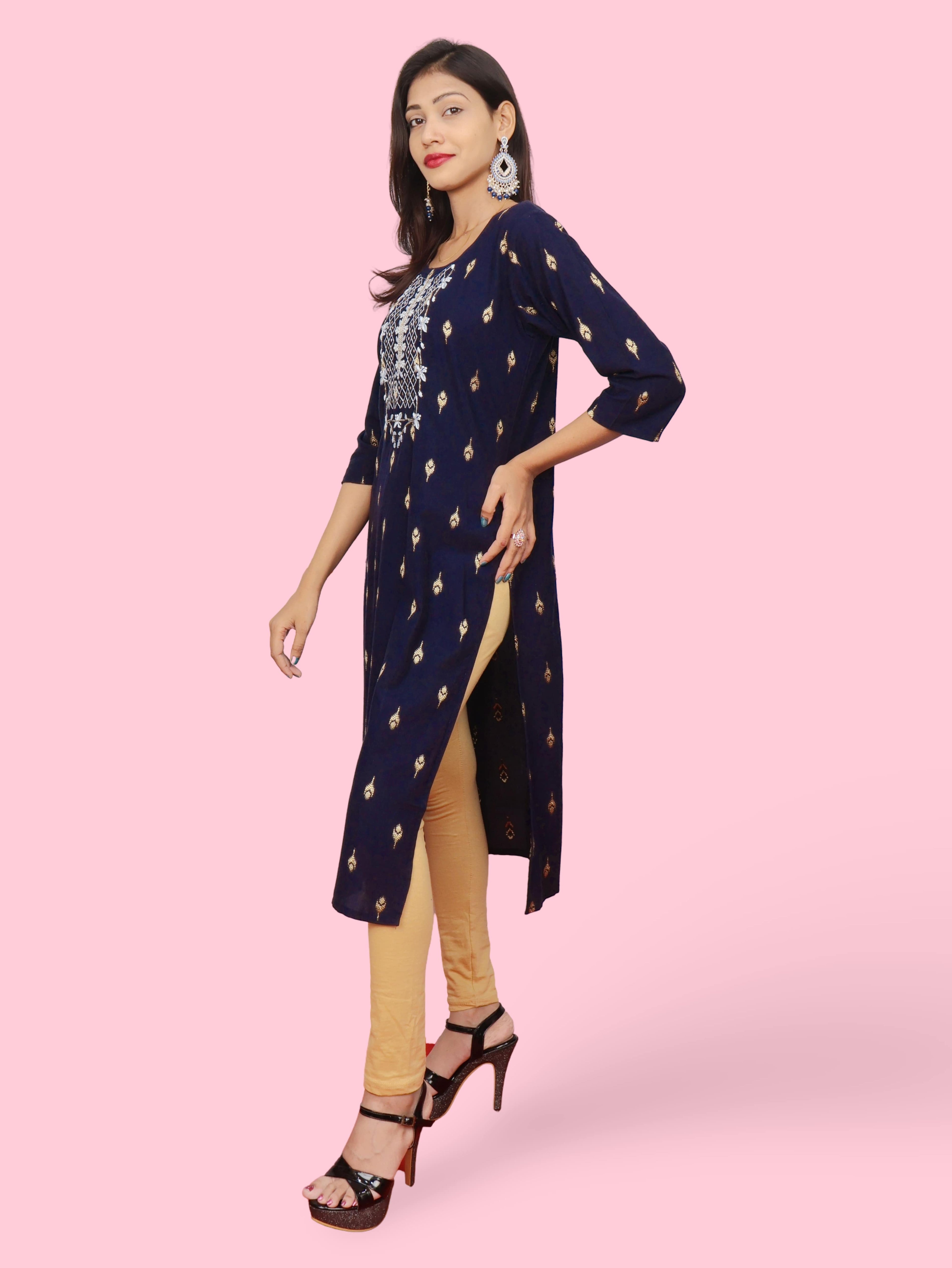 Cotton Kurti with Stunning Embroidered Neck
